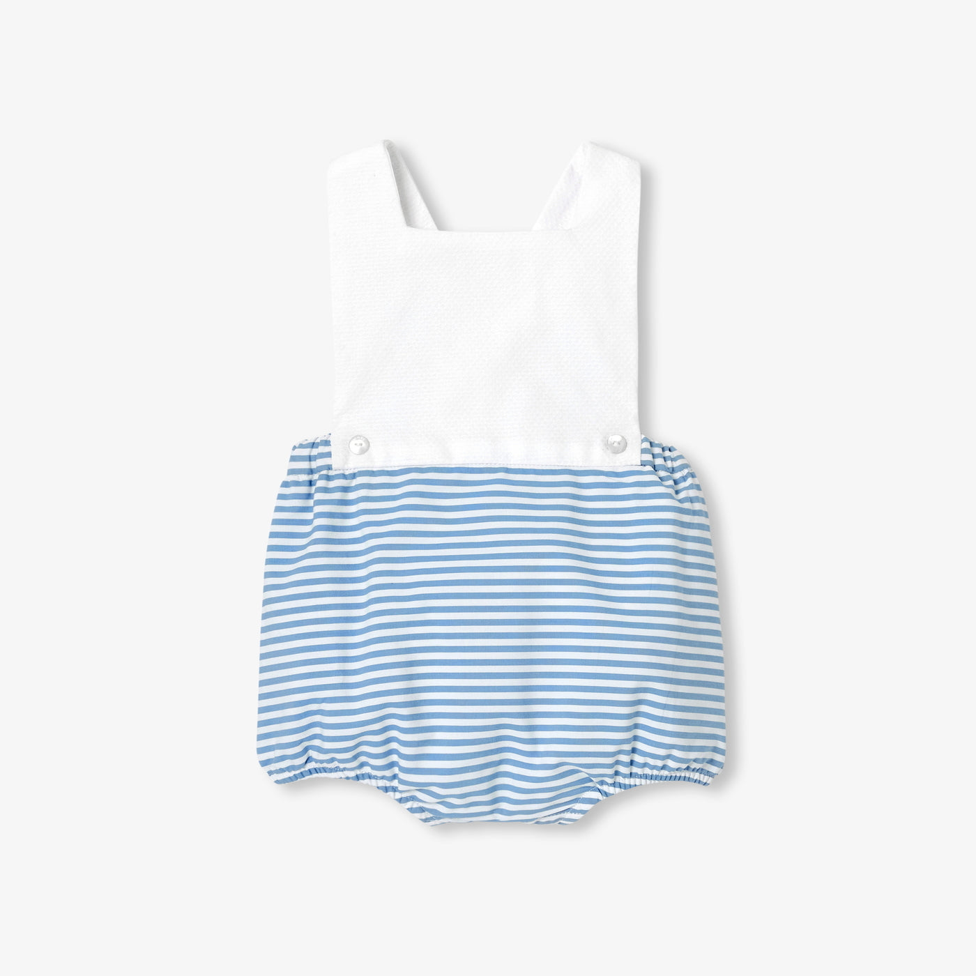 Baby boy cotton romper - blanc/bleu