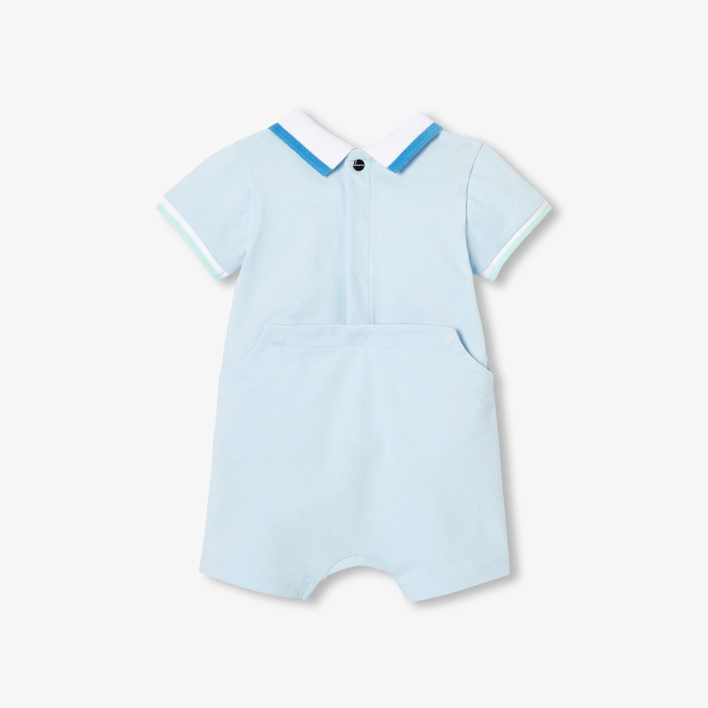 Baby boy polo short jumpsuit - bleu pale