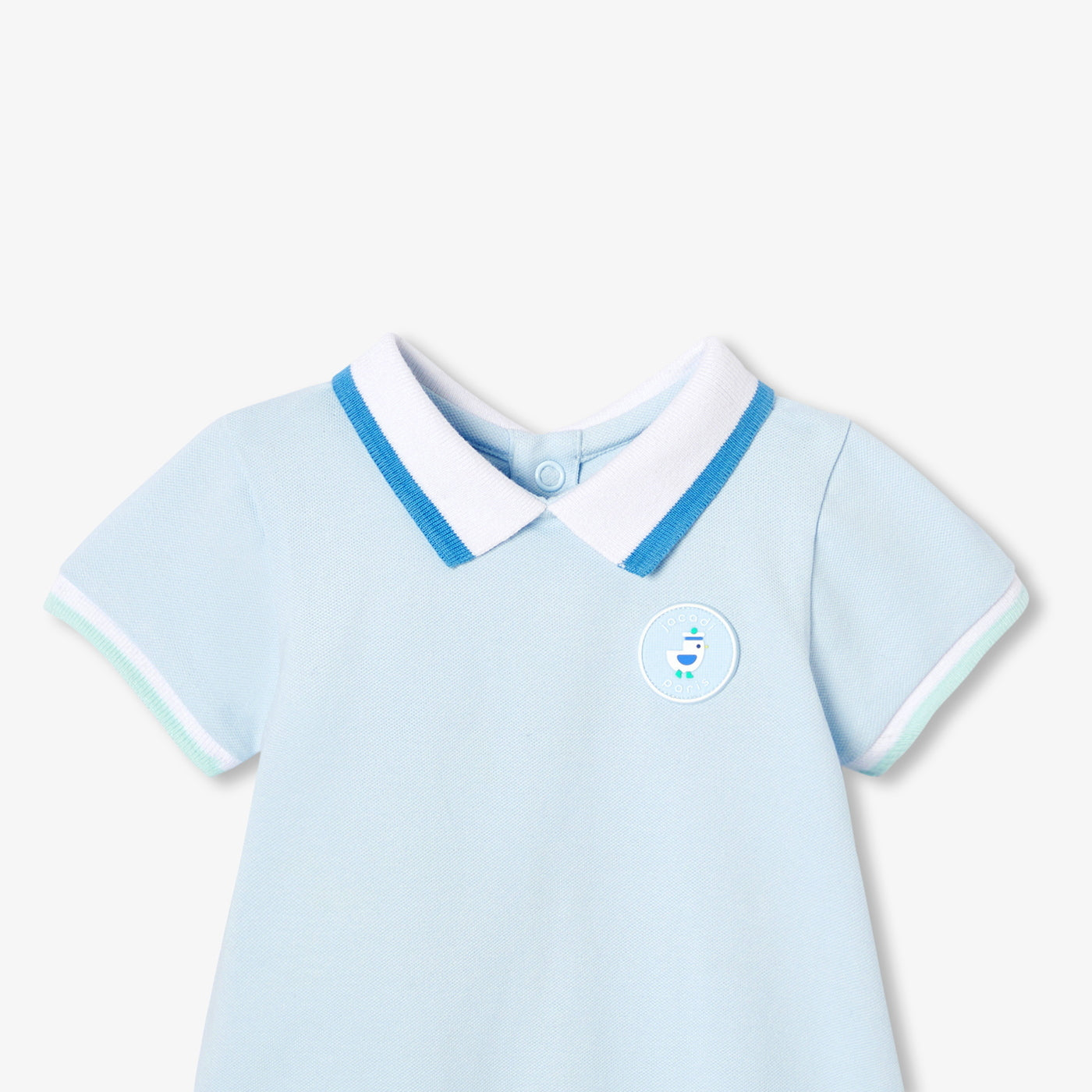 Baby boy polo short jumpsuit - bleu pale