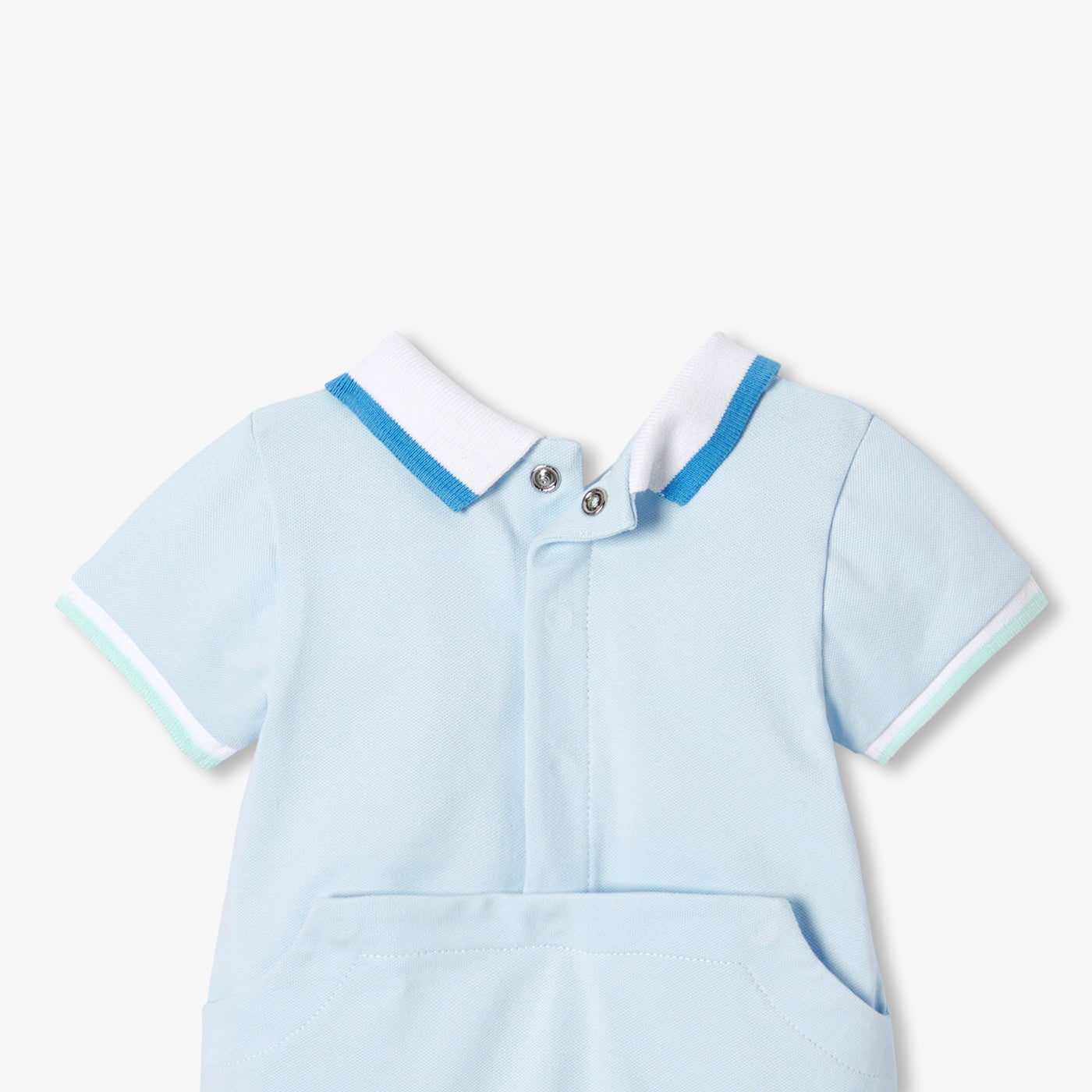 Baby boy polo short jumpsuit - bleu pale