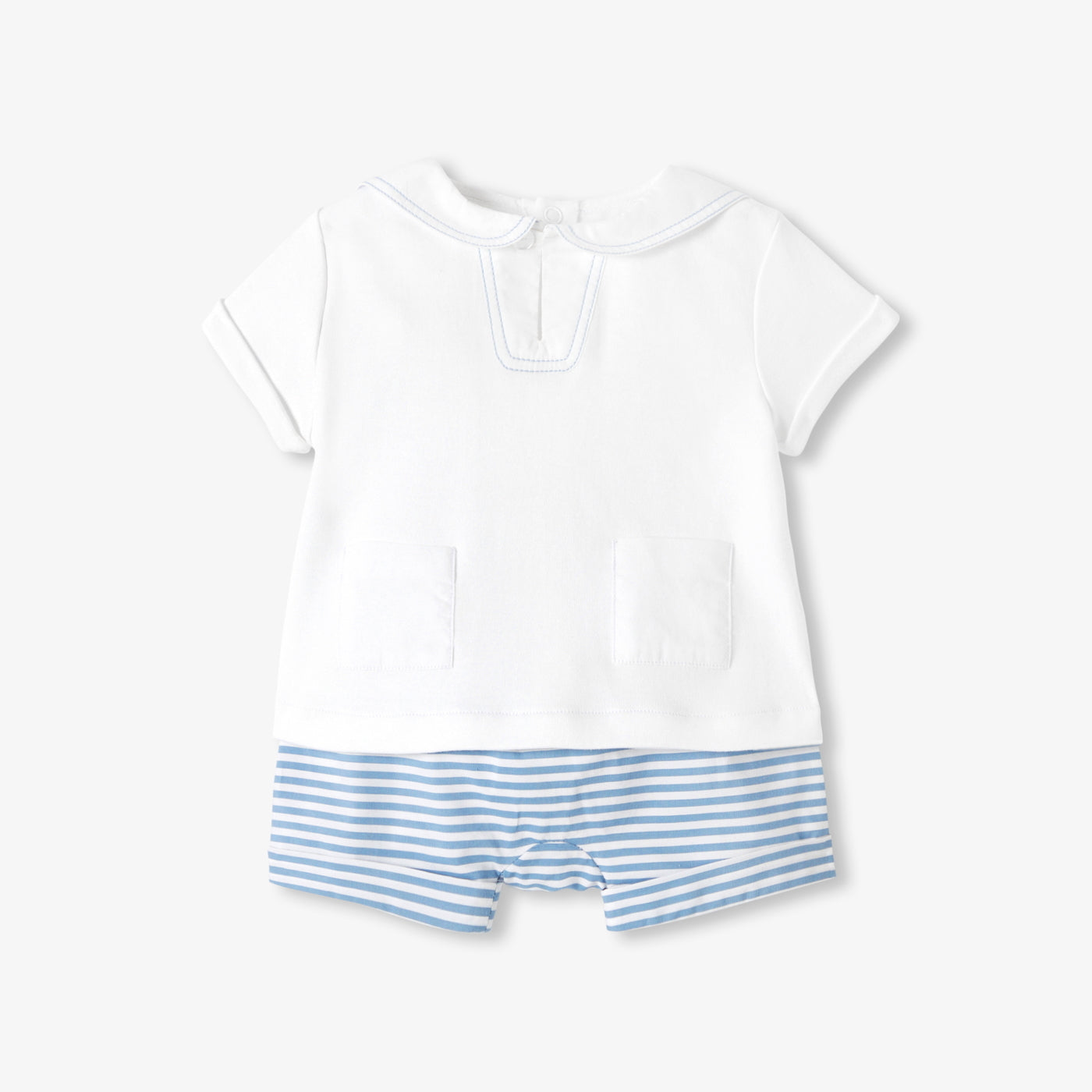 Baby boy cotton shorts set - blanc/bleu
