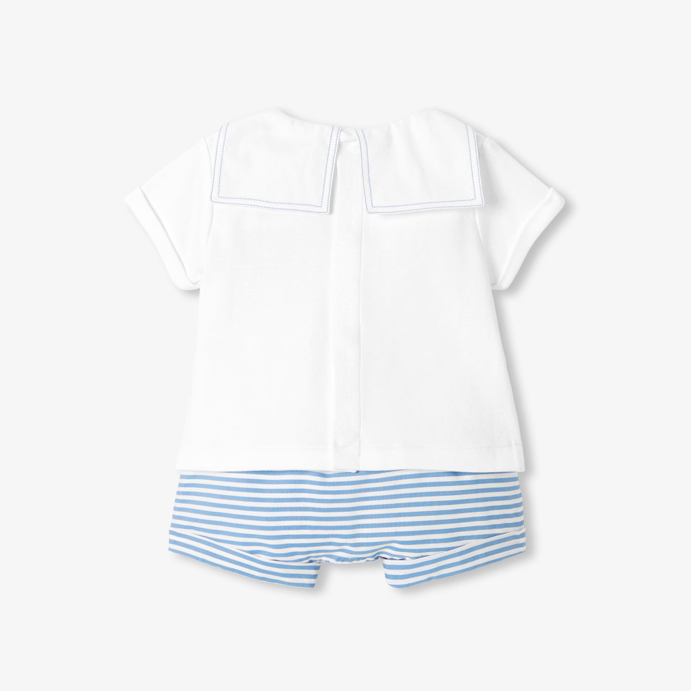 Baby boy cotton shorts set - blanc/bleu