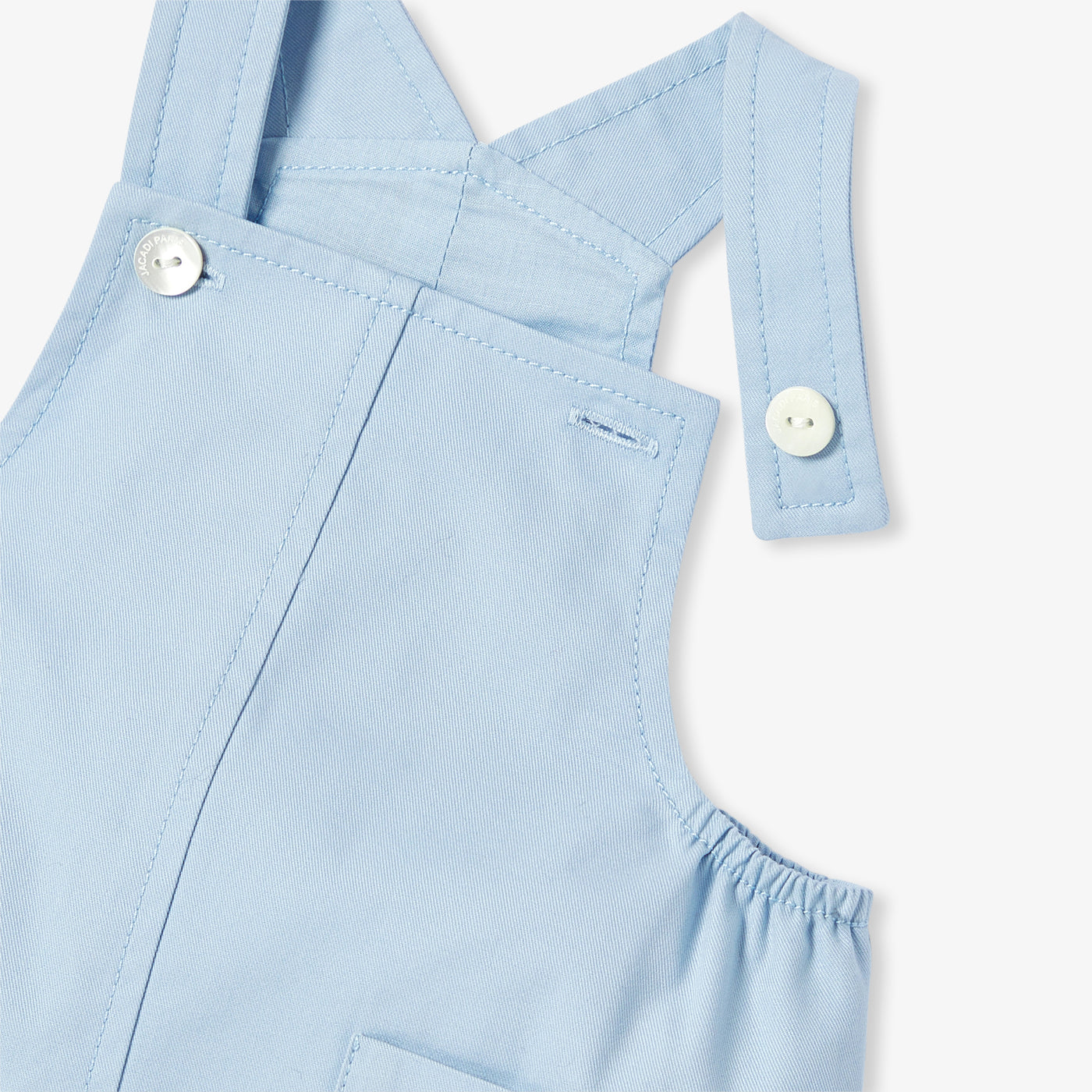 Baby short dungarees in cotton twill - bleu toile