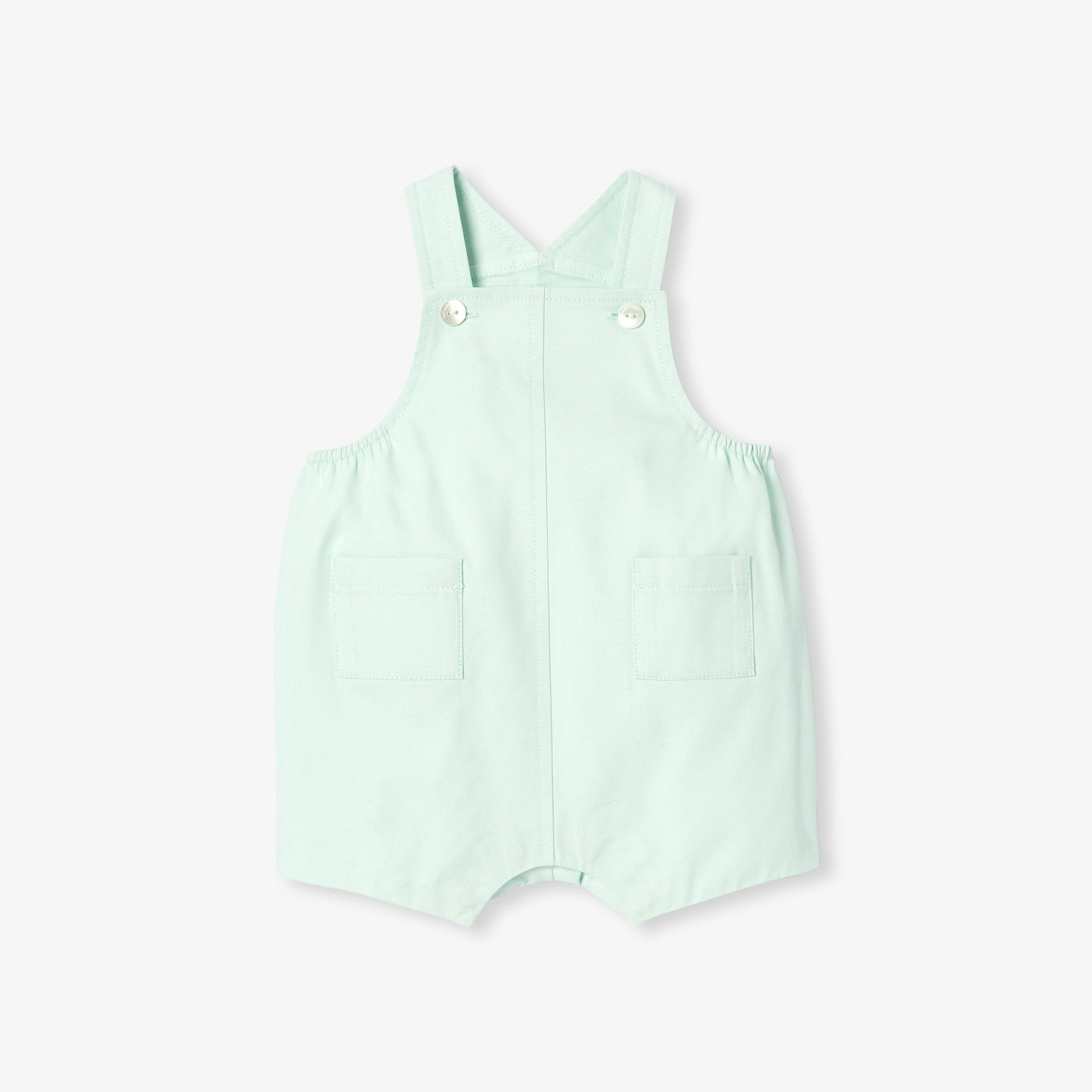Baby short dungarees in cotton twill - vert pale