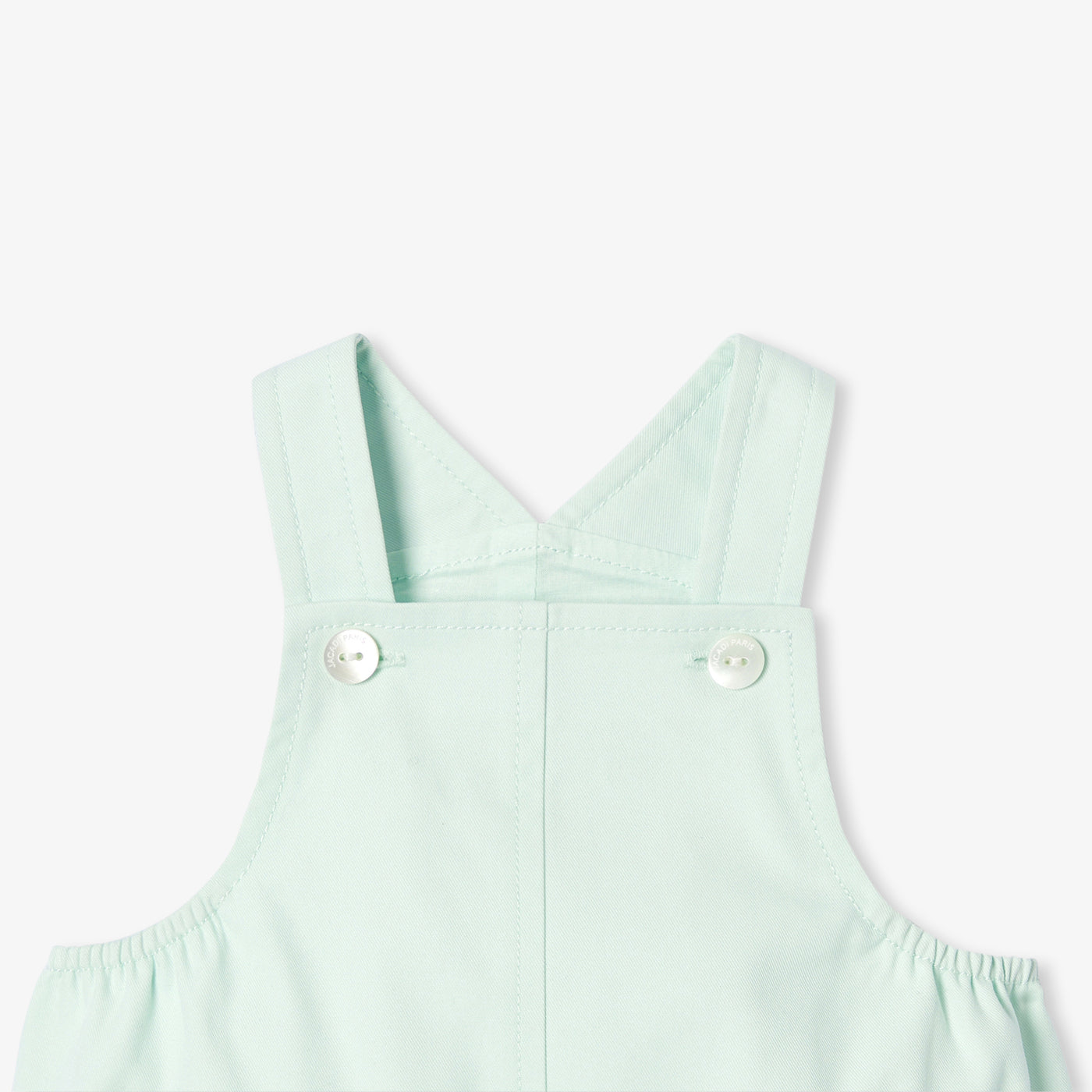 Baby short dungarees in cotton twill - vert pale