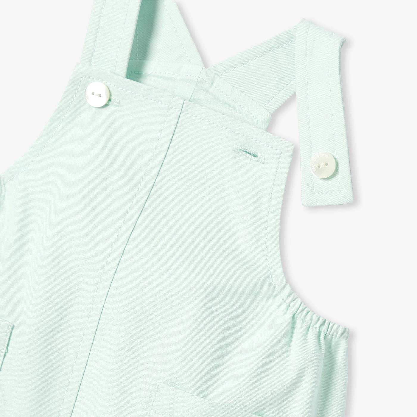Baby short dungarees in cotton twill - vert pale