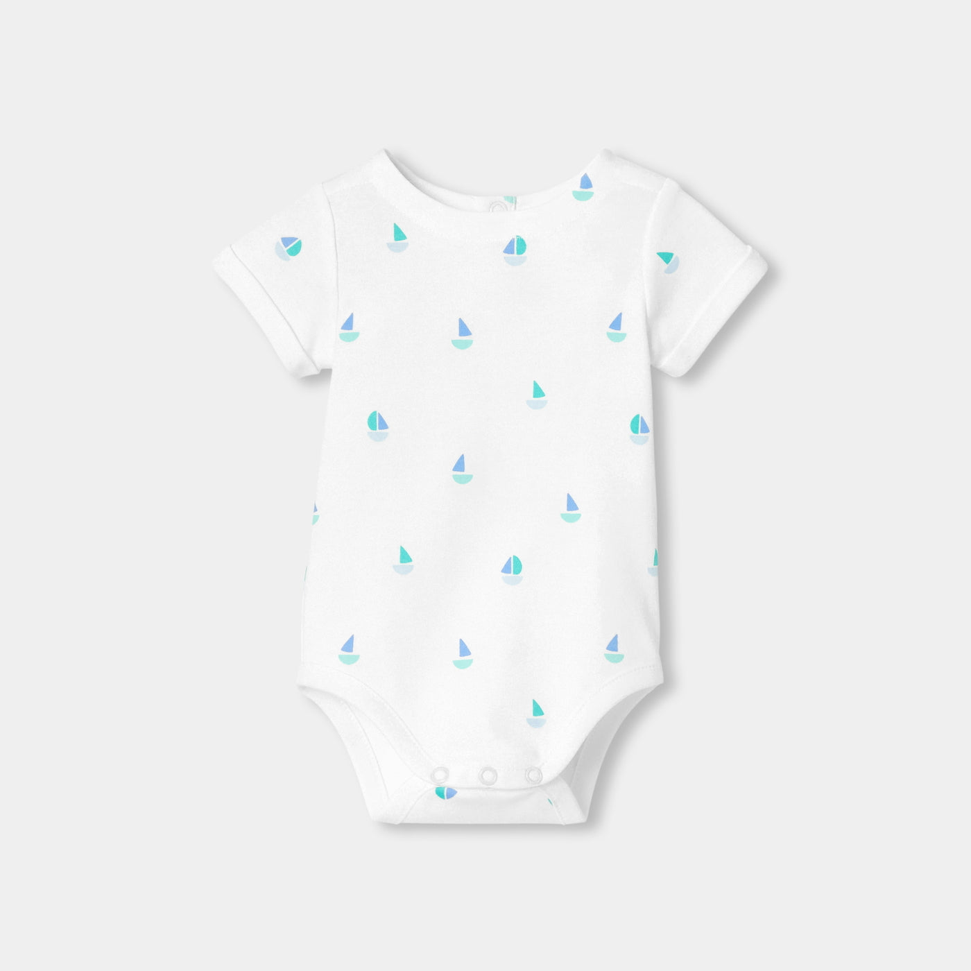 Baby boy short-sleeved cotton bodysuit - blanc/multico