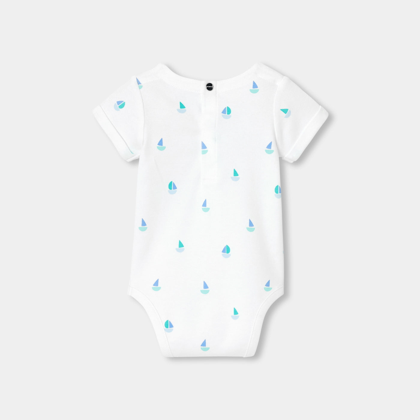 Baby boy short-sleeved cotton bodysuit - blanc/multico