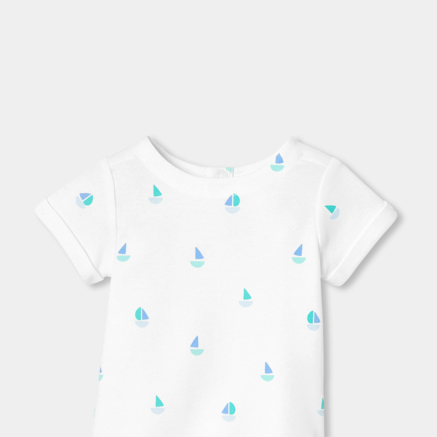 Baby boy short-sleeved cotton bodysuit - blanc/multico