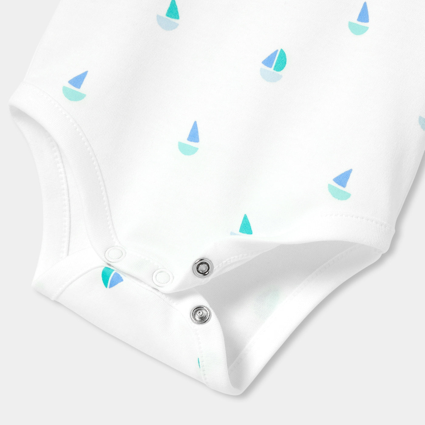 Baby boy short-sleeved cotton bodysuit - blanc/multico