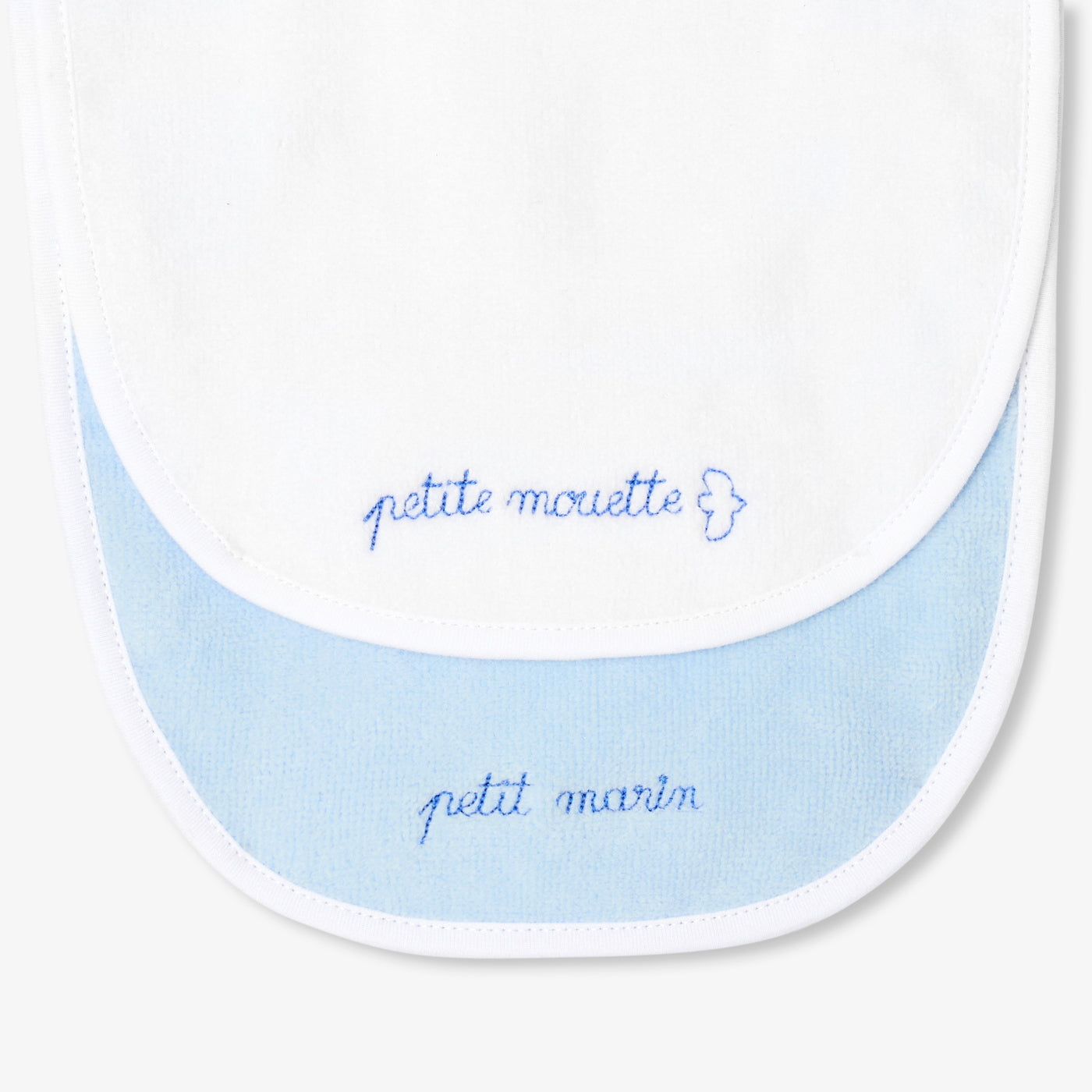 Set of terry cloth baby bibs - blanc/bleu