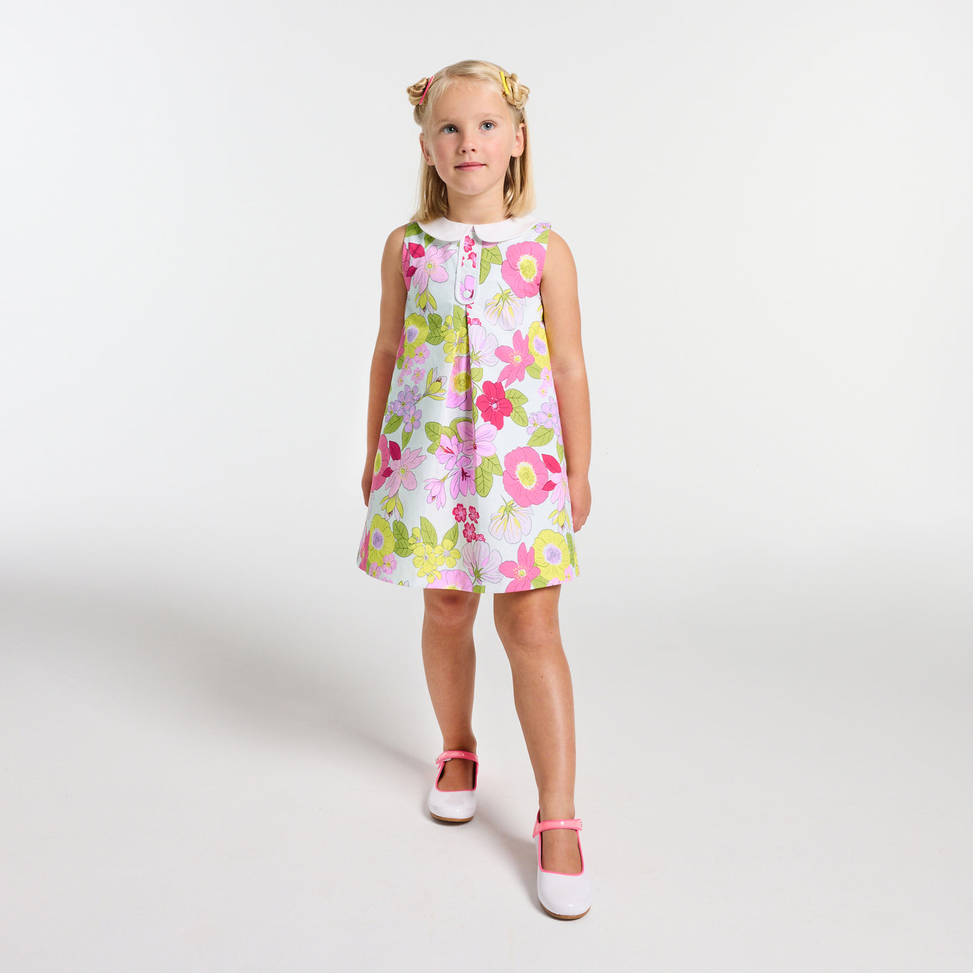 Girl A-line ceremony dress - blanc/multico