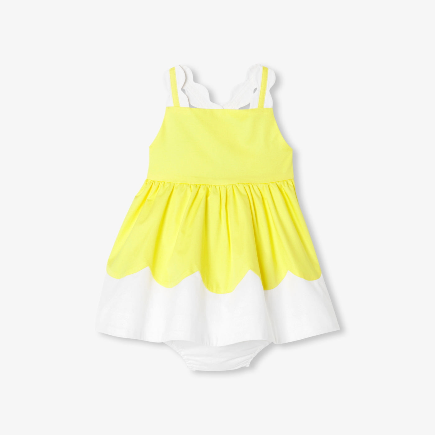 Baby girl poplin ceremony dress - blanc/jaune