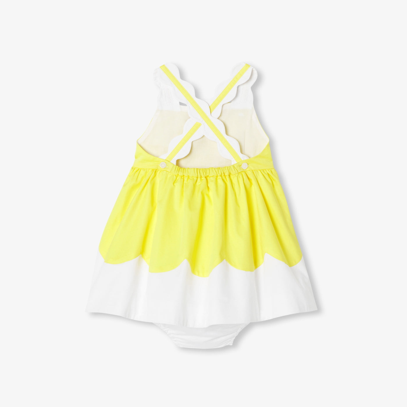 Baby girl poplin ceremony dress - blanc/jaune