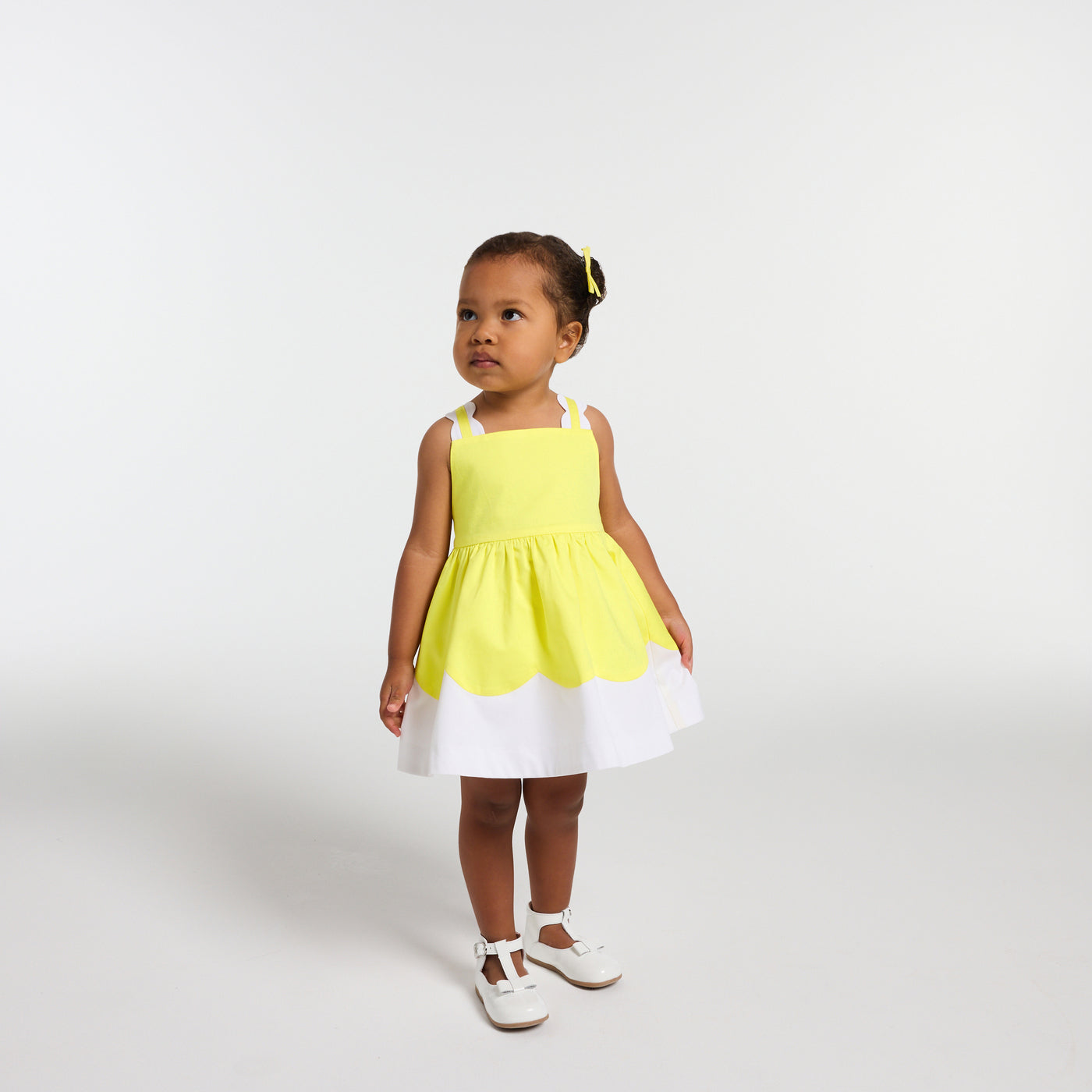 Baby girl poplin ceremony dress - blanc/jaune