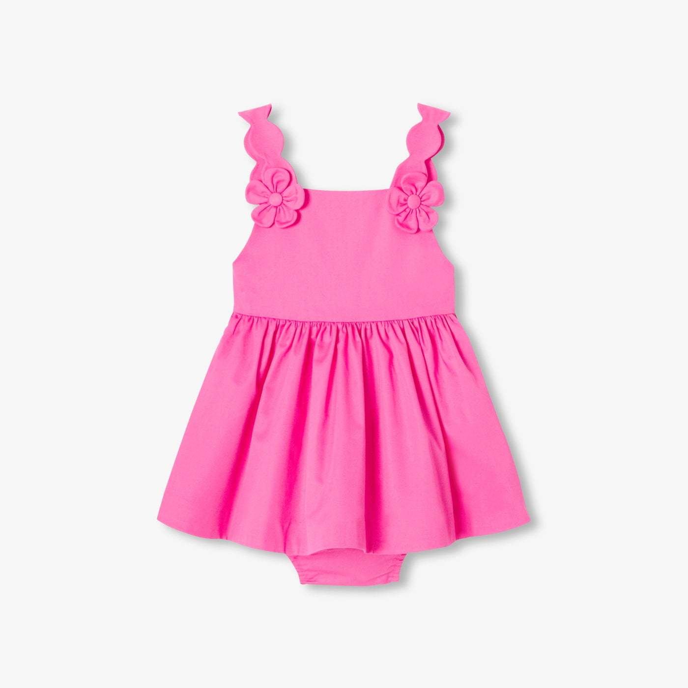 Baby girl cotton satin ceremony dress - fuschia clair