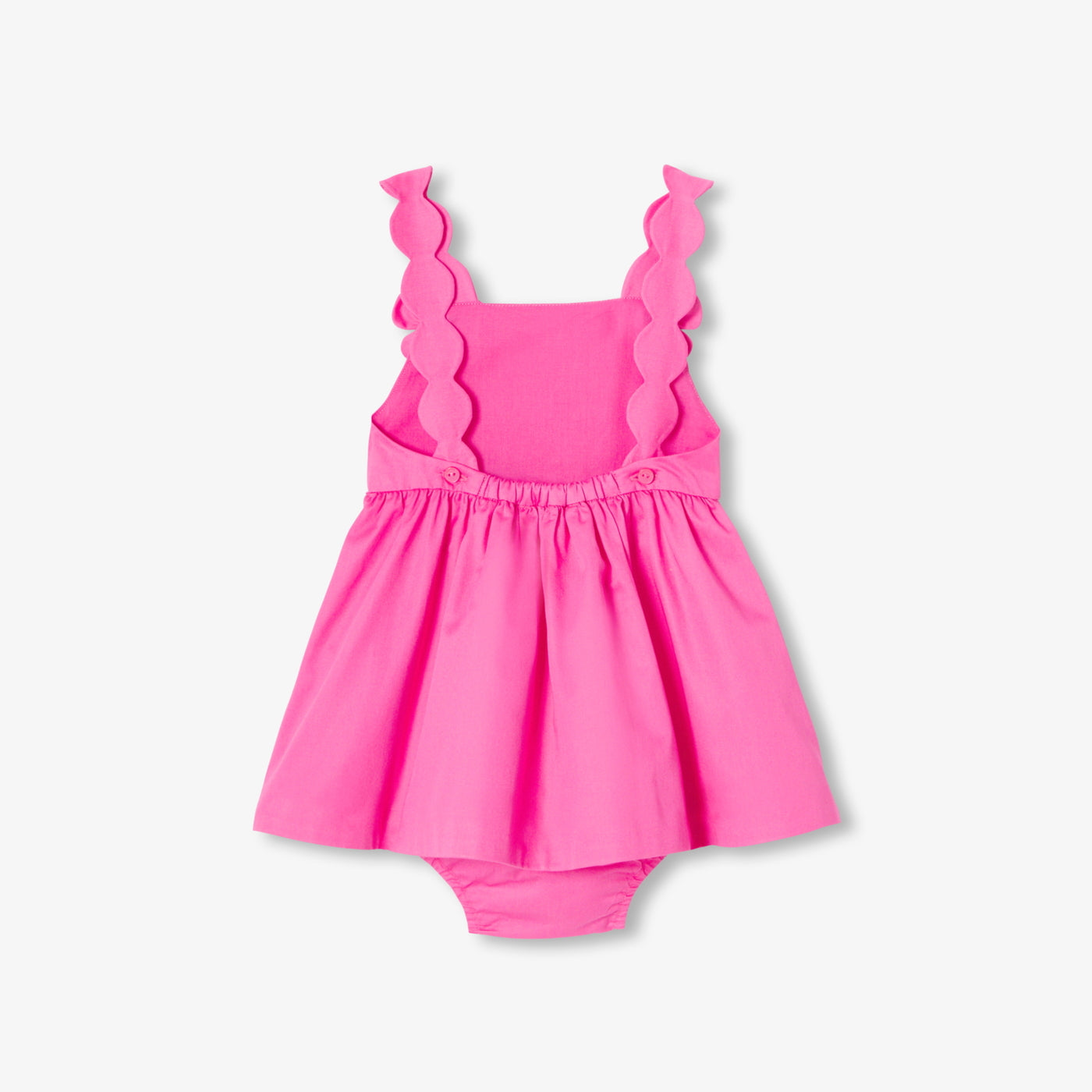 Baby girl cotton satin ceremony dress - fuschia clair