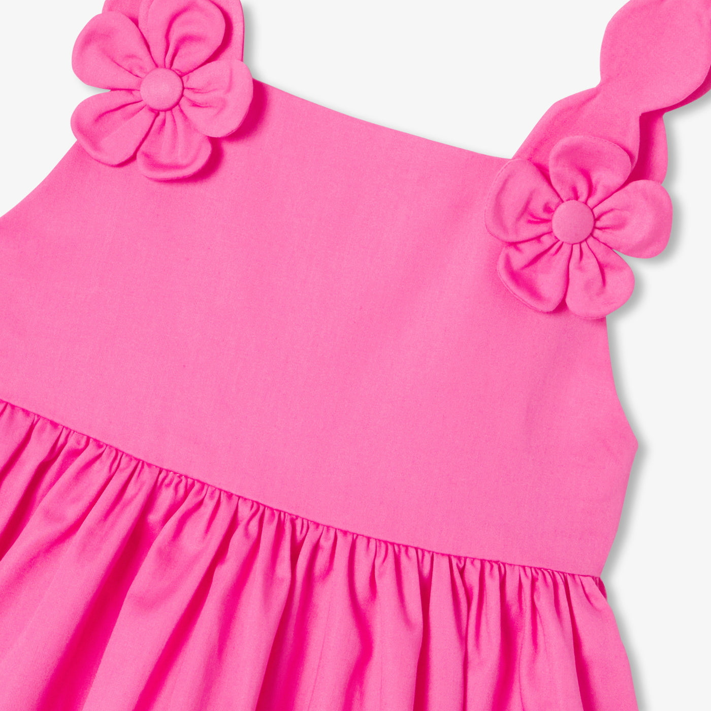 Baby girl cotton satin ceremony dress - fuschia clair