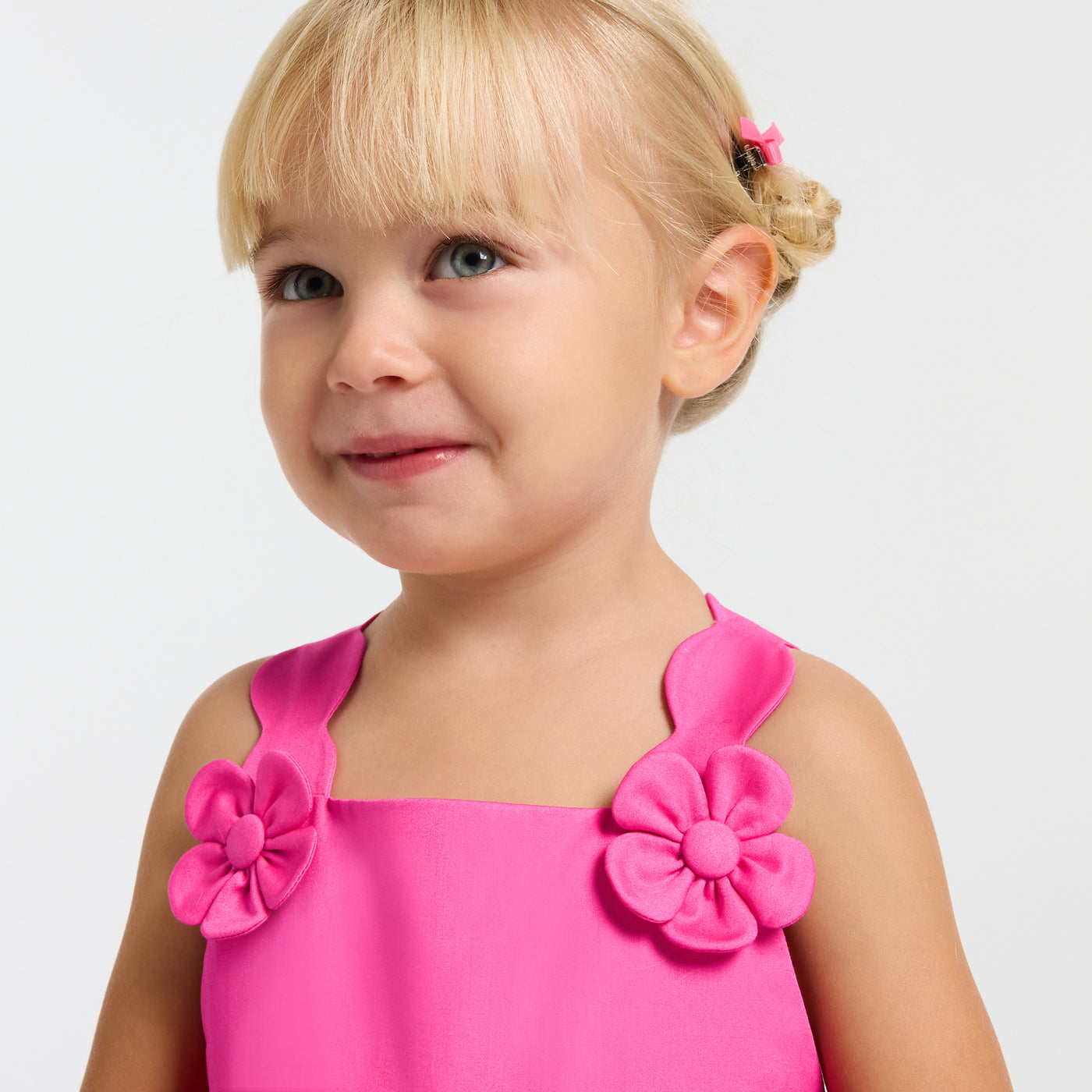 Baby girl cotton satin ceremony dress - fuschia clair