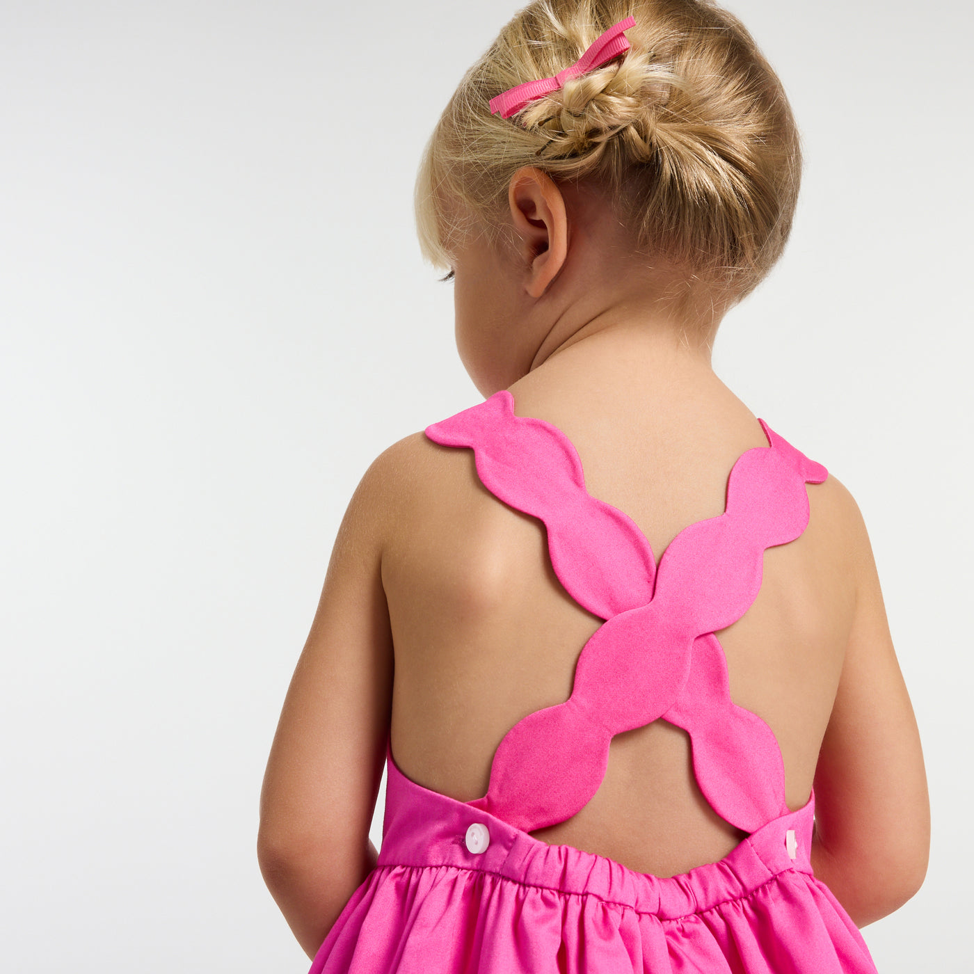 Baby girl cotton satin ceremony dress - fuschia clair