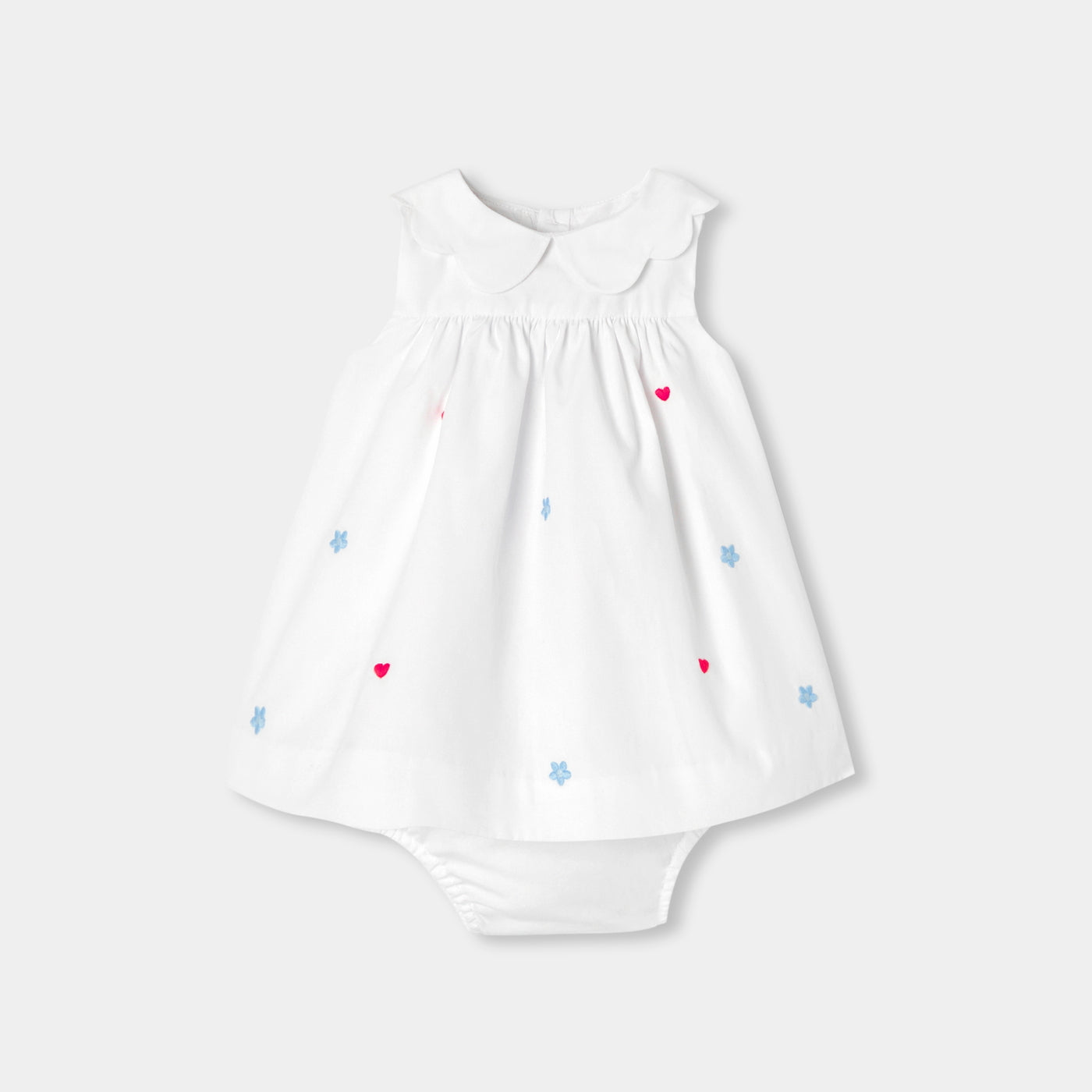 Baby girl embroidered poplin dress - blanc/multico