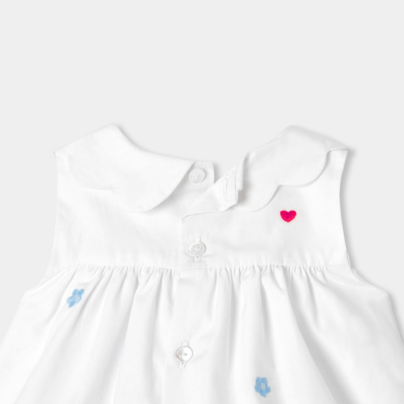 Baby girl embroidered poplin dress - blanc/multico