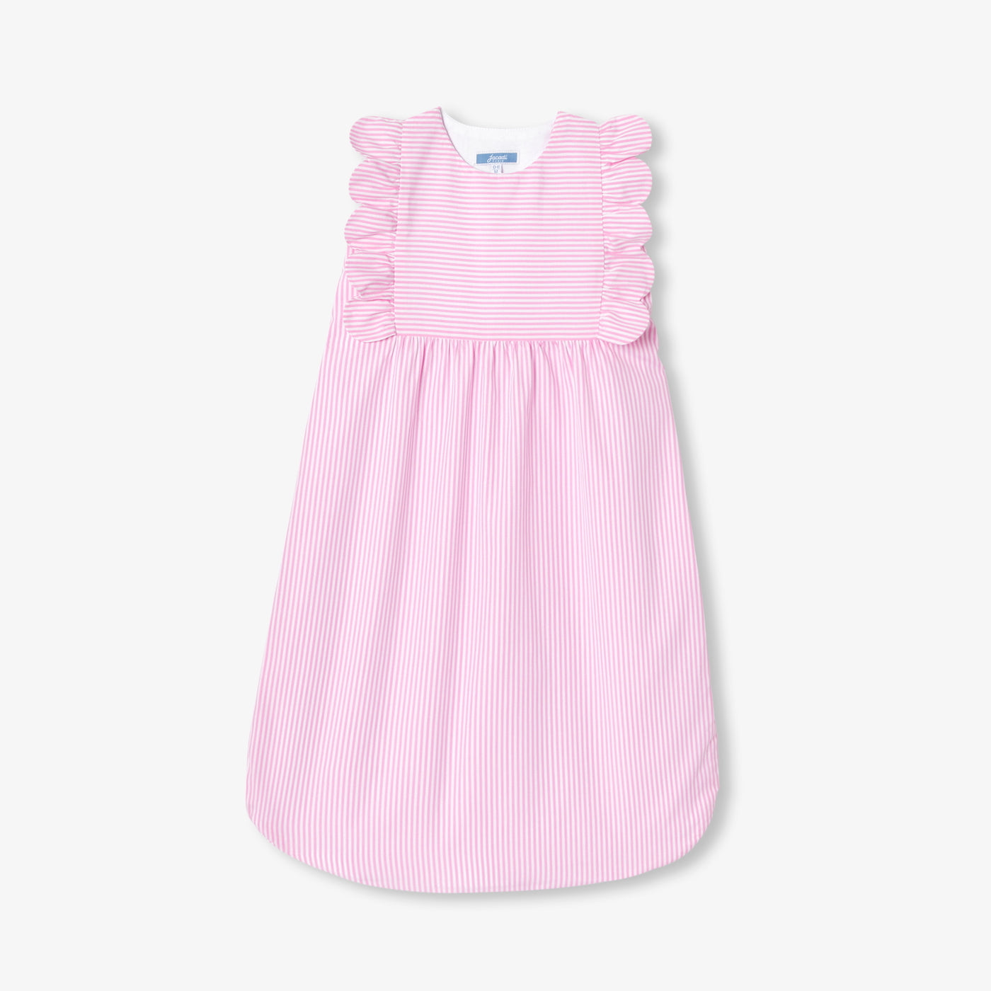 0-6 months striped poplin sleeping bag - rose/blanc