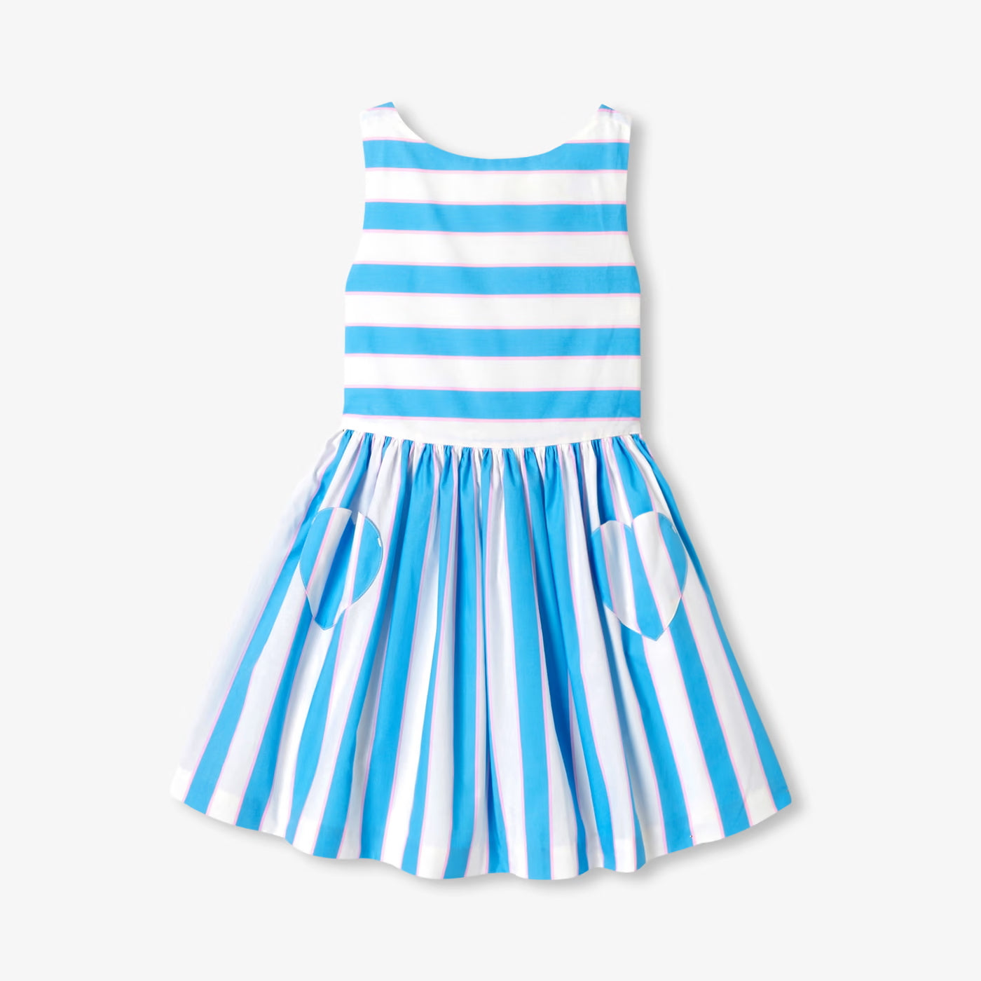Girl striped poplin dress - bleu/multico