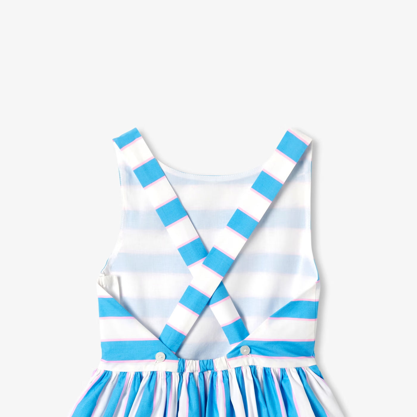 Girl striped poplin dress - bleu/multico