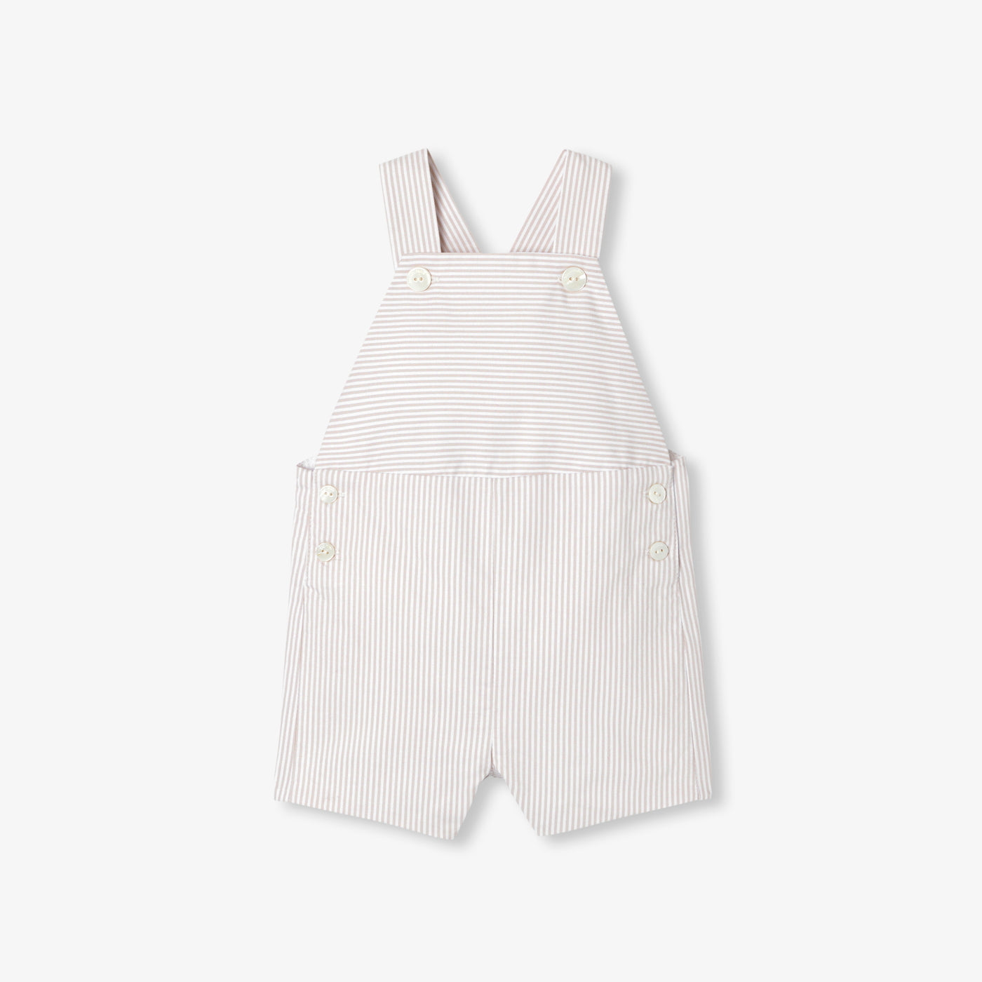 Baby boy striped twill dungaree shorts - blanc/beige