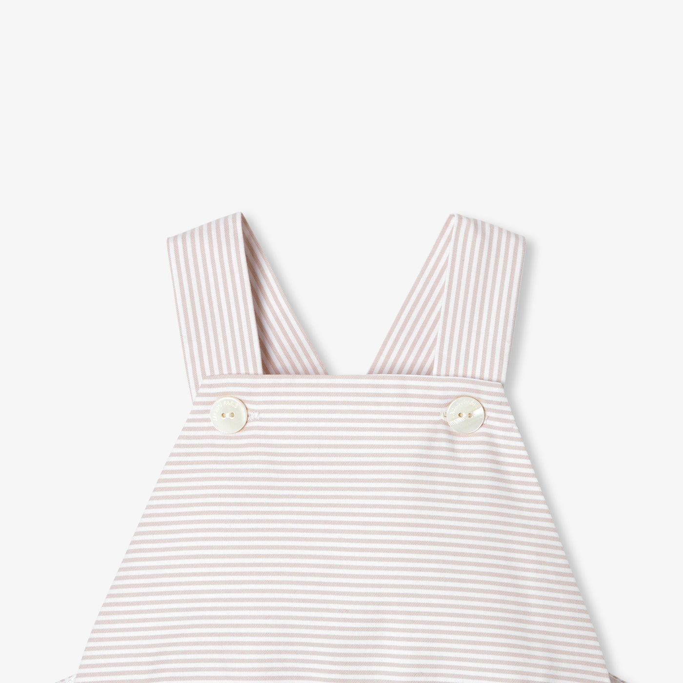 Baby boy striped twill dungaree shorts - blanc/beige