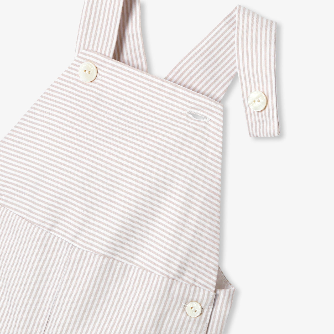 Baby boy striped twill dungaree shorts - blanc/beige