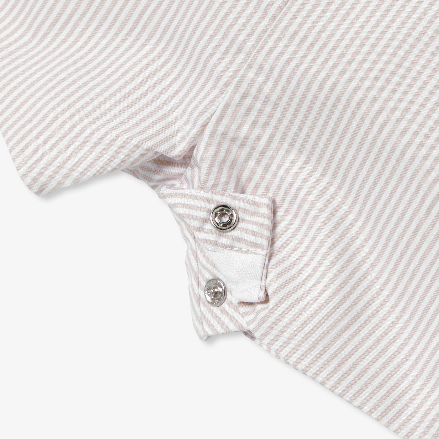 Baby boy striped twill dungaree shorts - blanc/beige