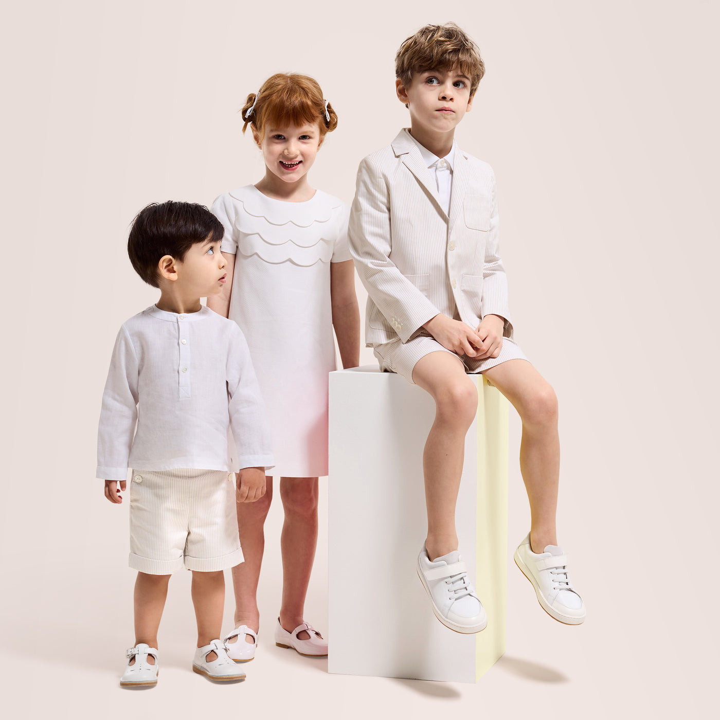 Baby boy tab shorts - blanc/beige