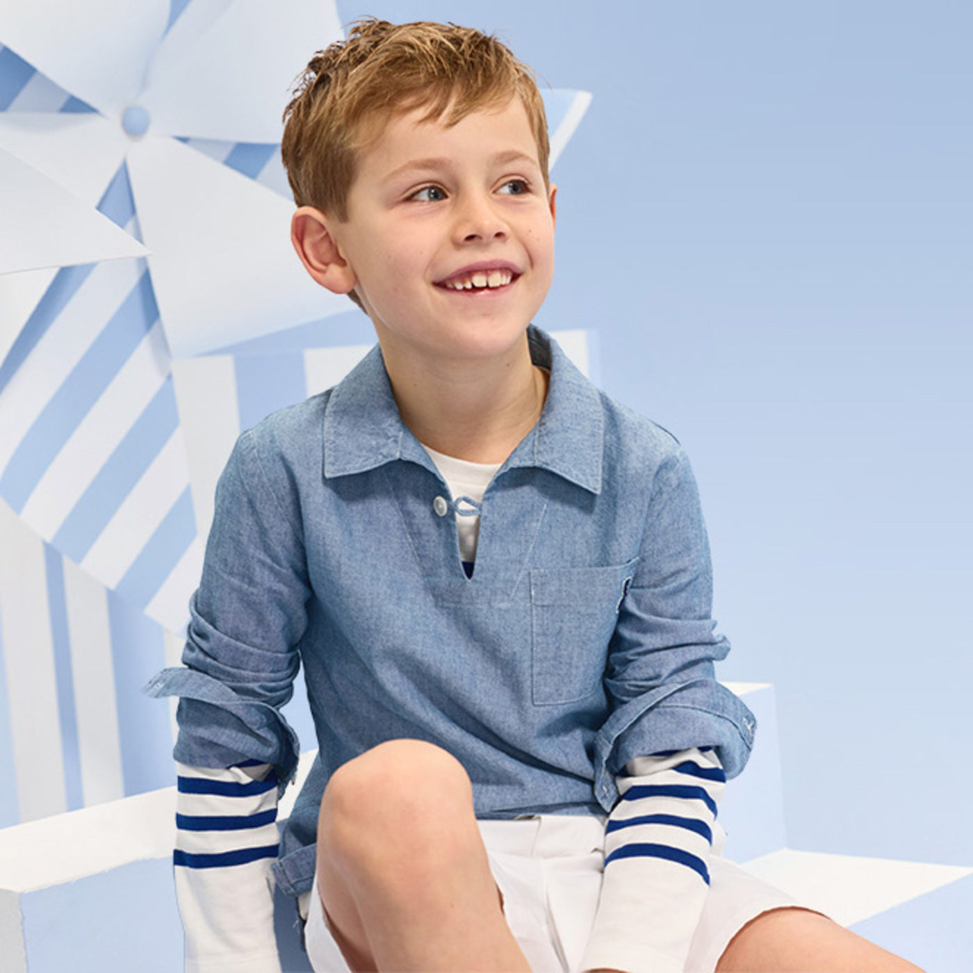 Child chambray sailor shirt - chambray