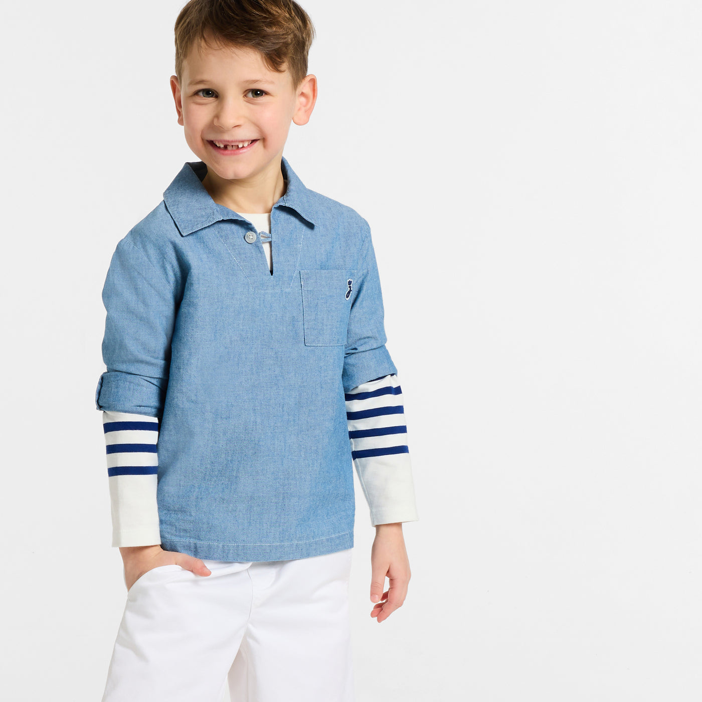 Child chambray sailor shirt - chambray