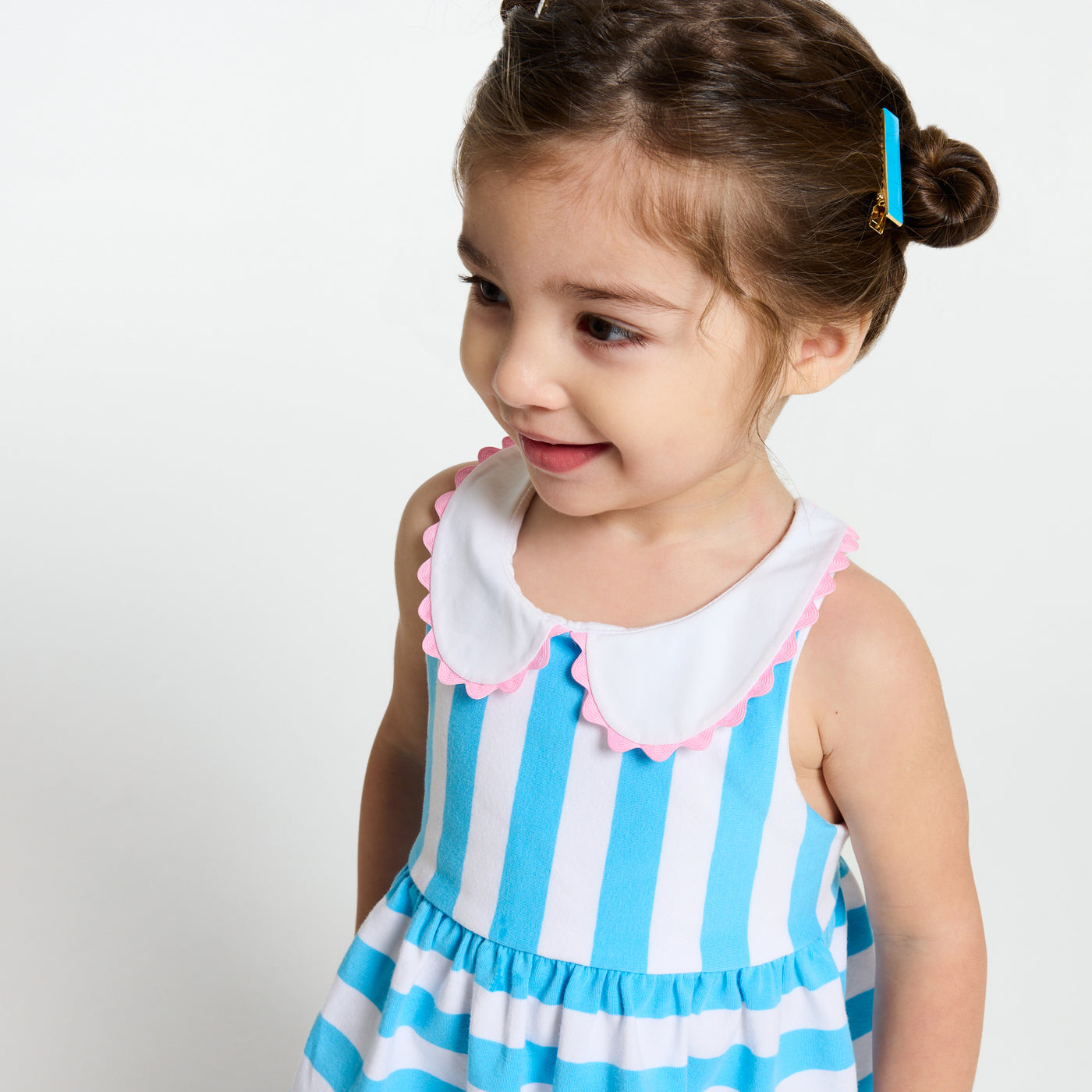 Baby girl sleeveless jersey dress - blanc/bleu