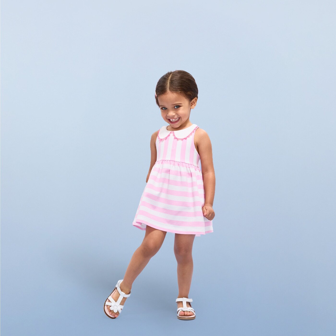 Baby girl sleeveless jersey dress - blanc/rose