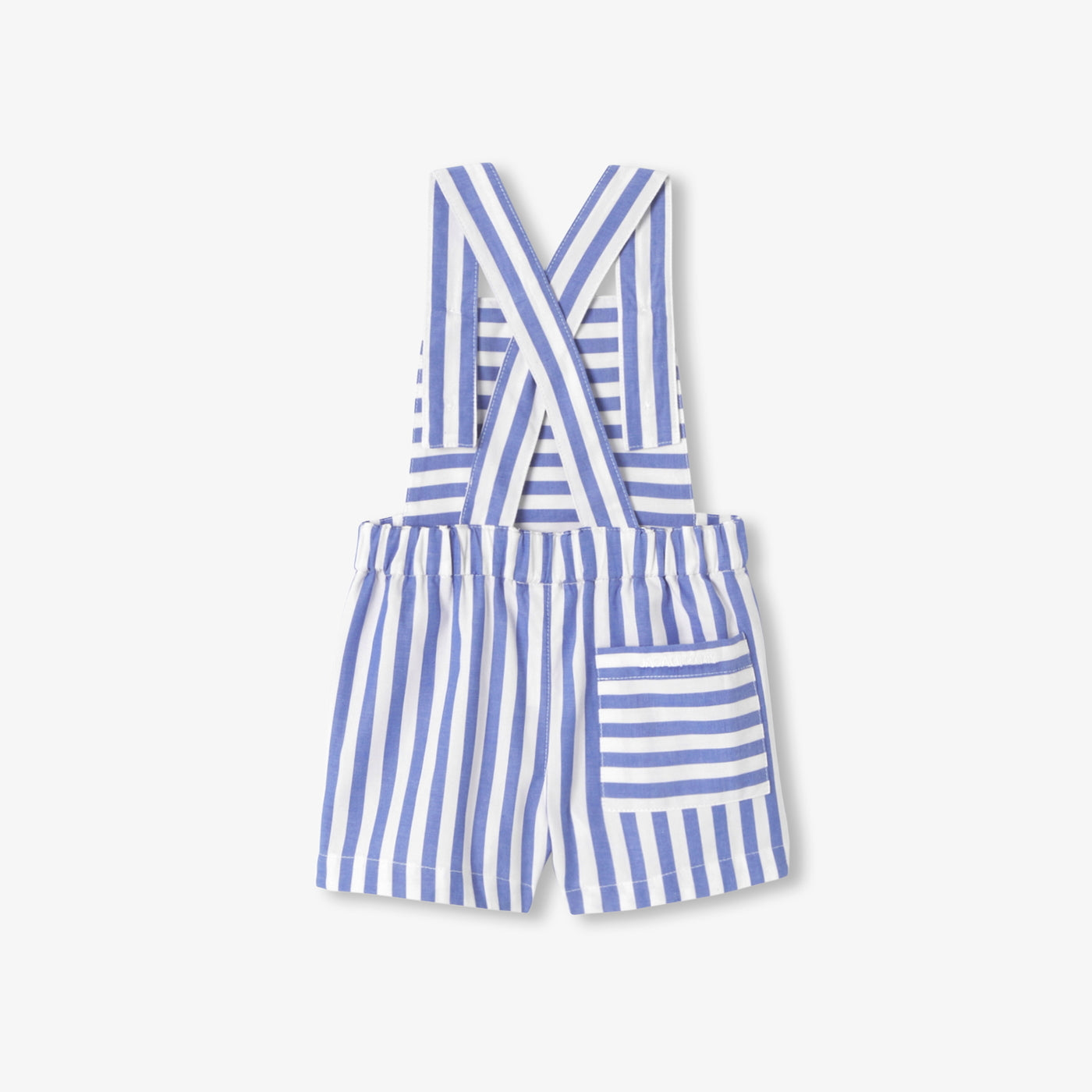 Baby boy striped Oxford dungaree shorts - blanc/bleu