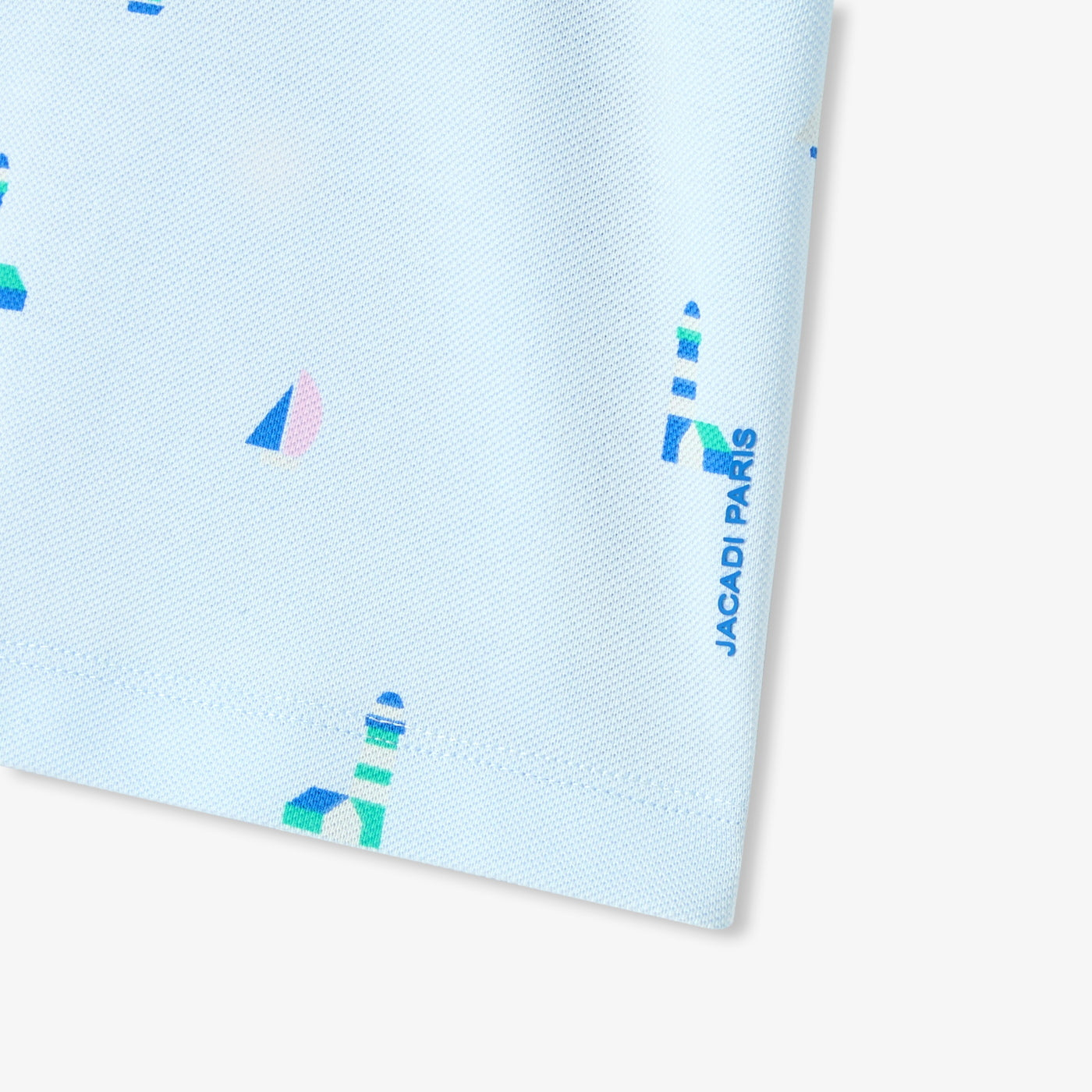 Baby boy polo shirt in printed cotton piqué - bleu glacier