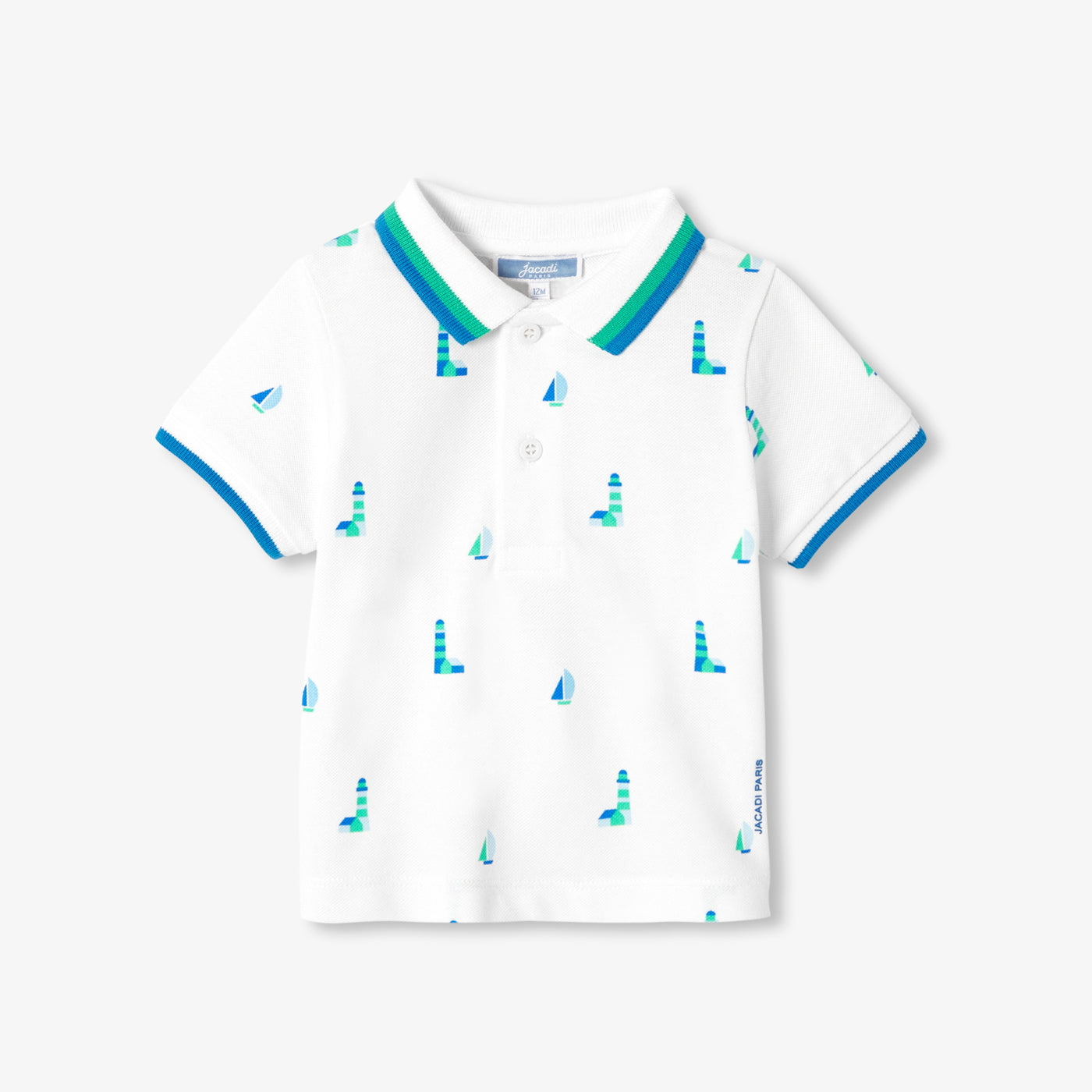 Baby boy polo shirt in printed cotton piqué - blanc jacadi