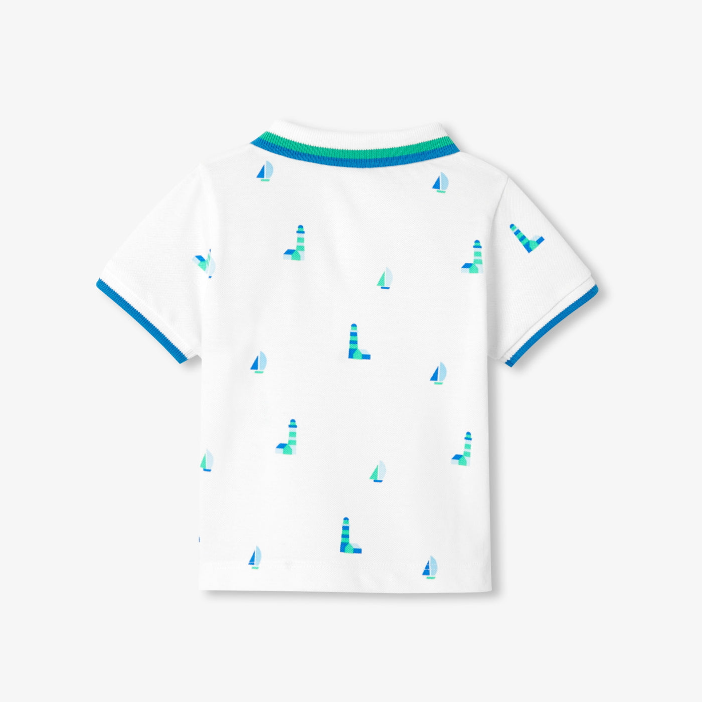 Baby boy polo shirt in printed cotton piqué - blanc jacadi
