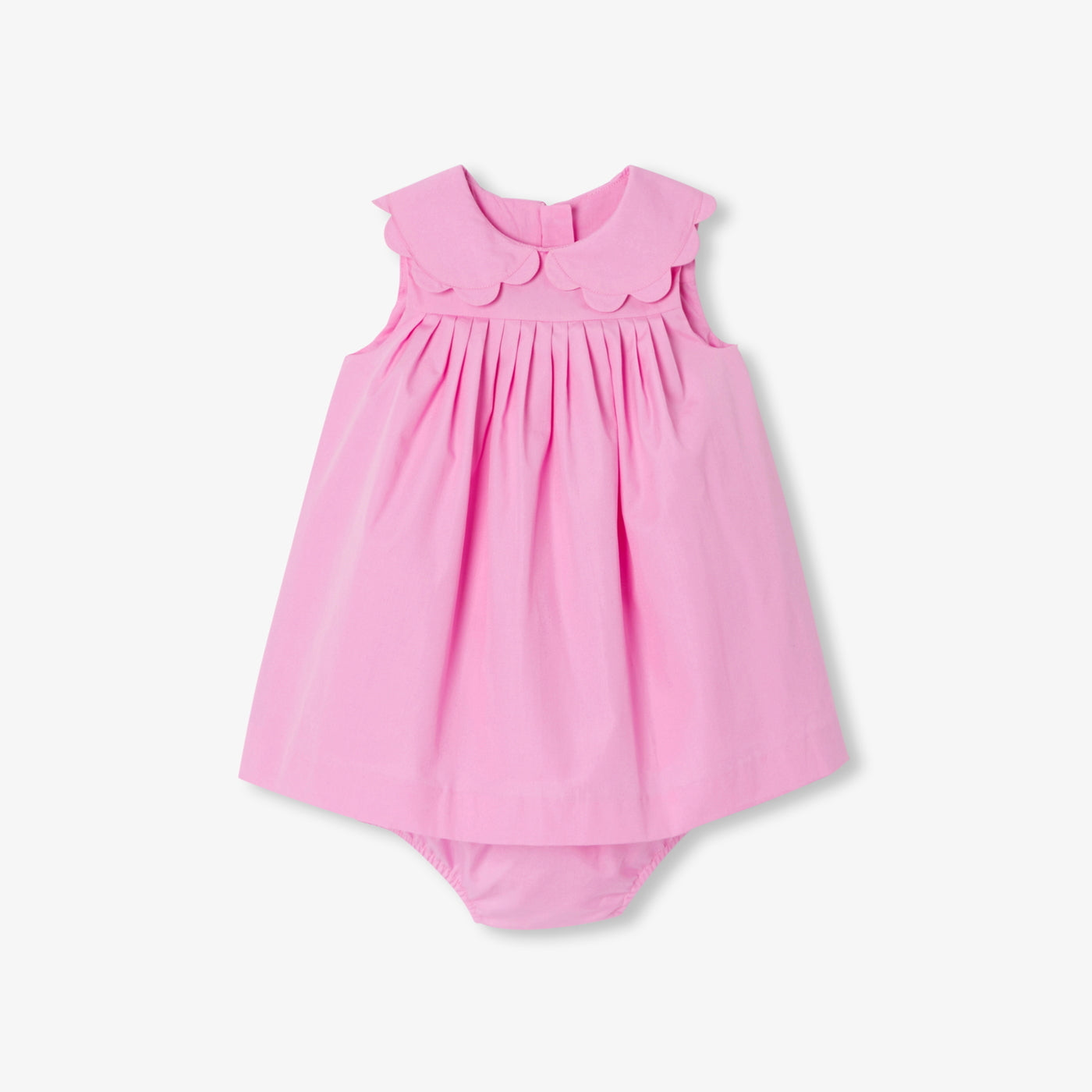 Baby girl's formal dress in cotton poplin - rose moyen