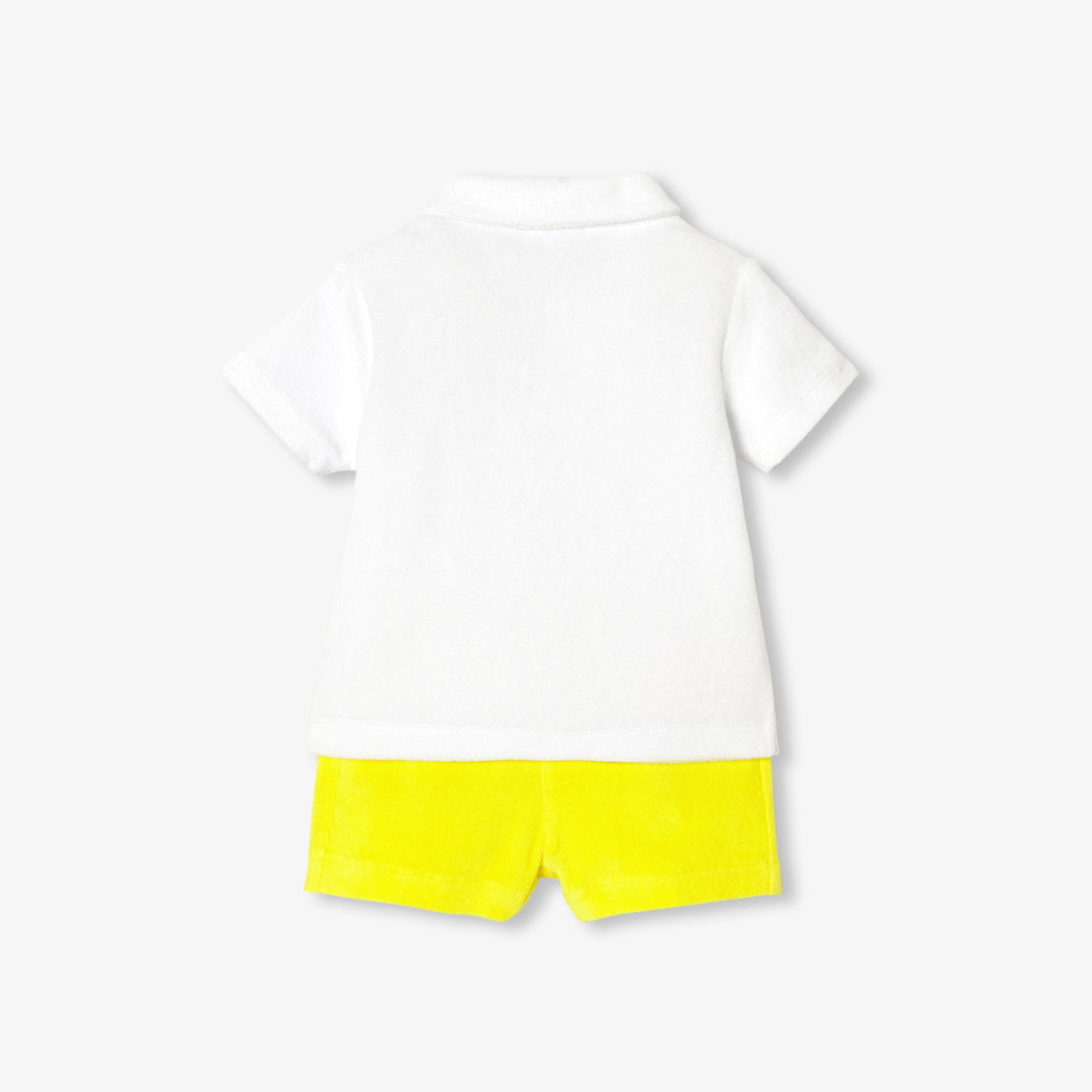 Baby boy terry cotton shorts set - blanc/jaune