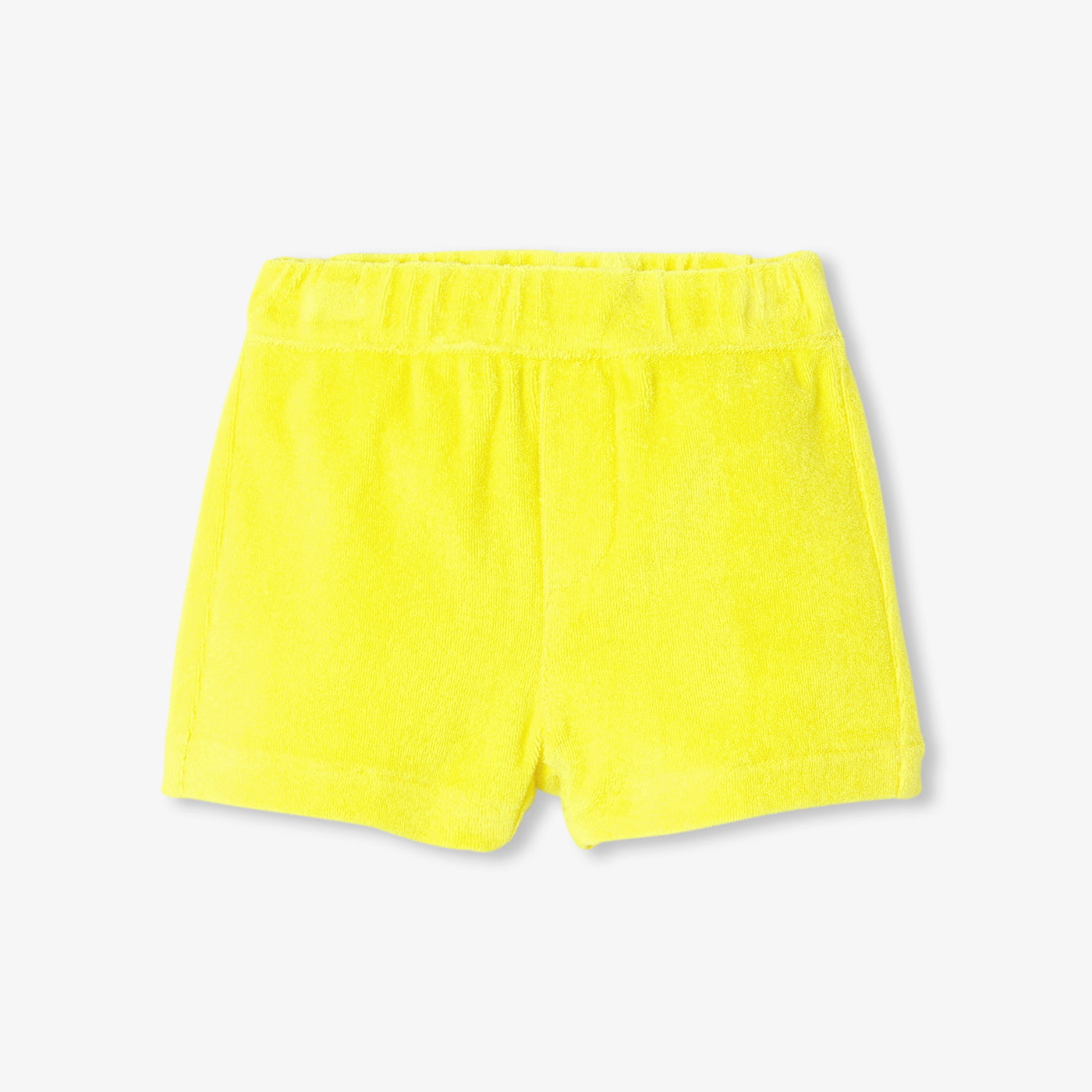 Baby boy terry cotton shorts set - blanc/jaune