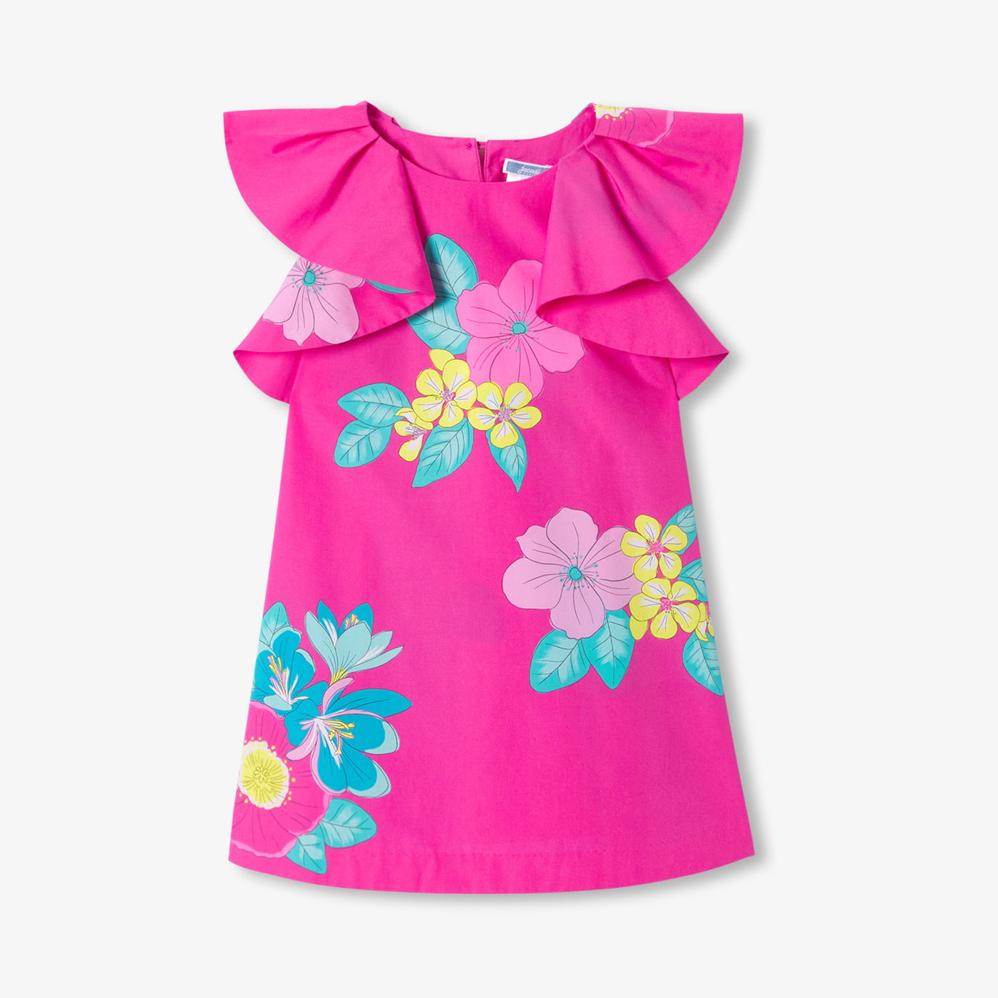 Girl floral print poplin dress - rose bubble