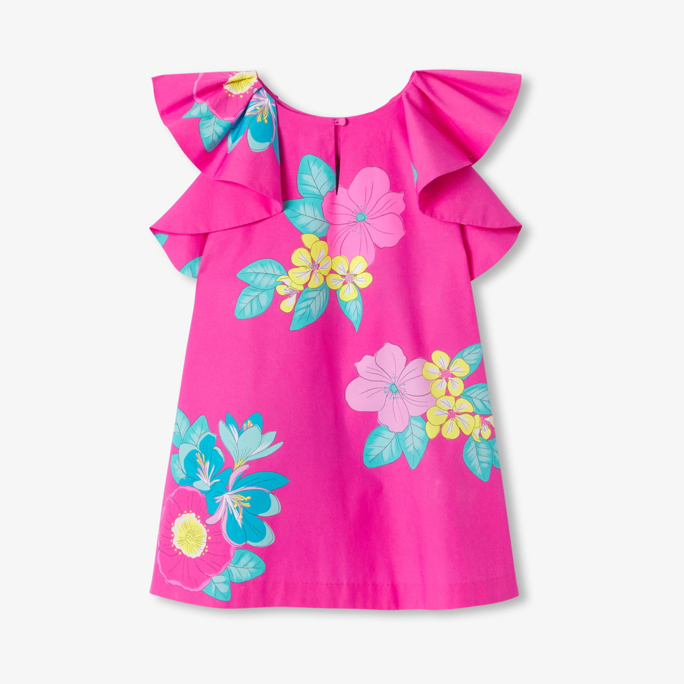 Girl floral print poplin dress - rose bubble