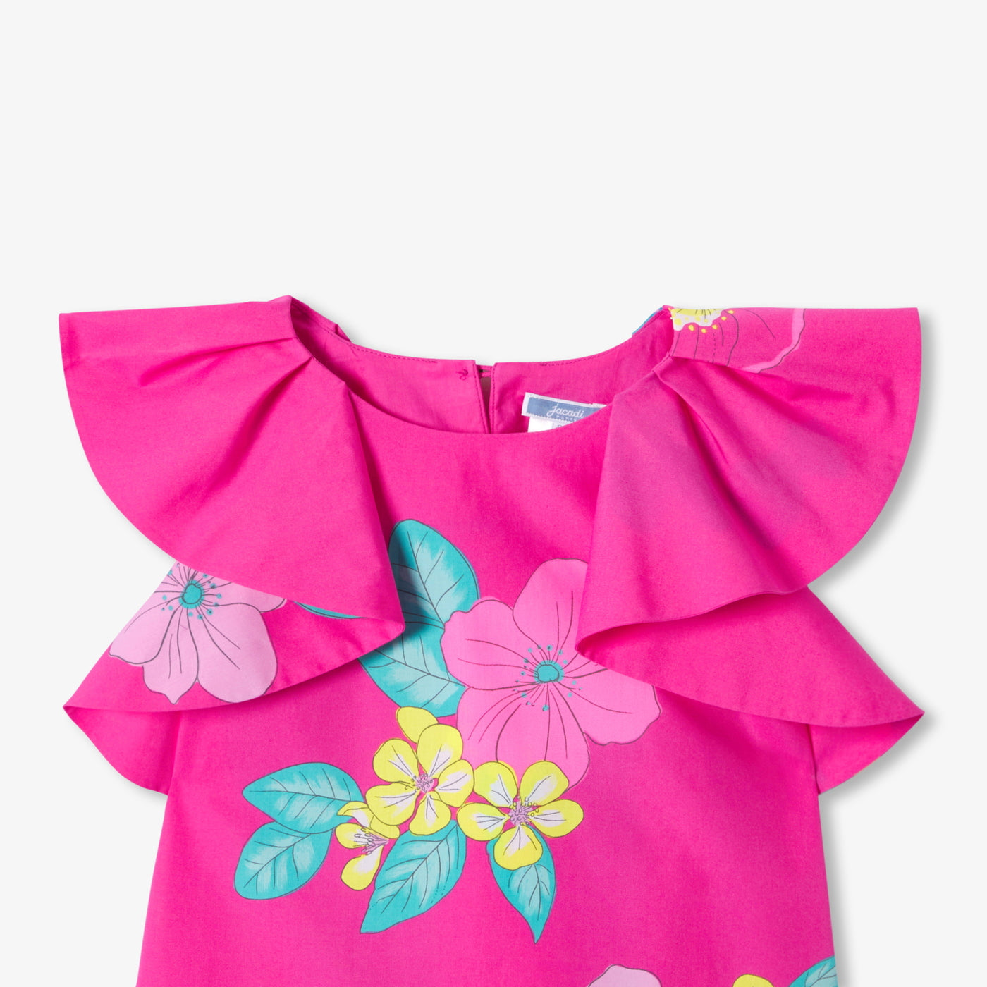 Girl floral print poplin dress - rose bubble