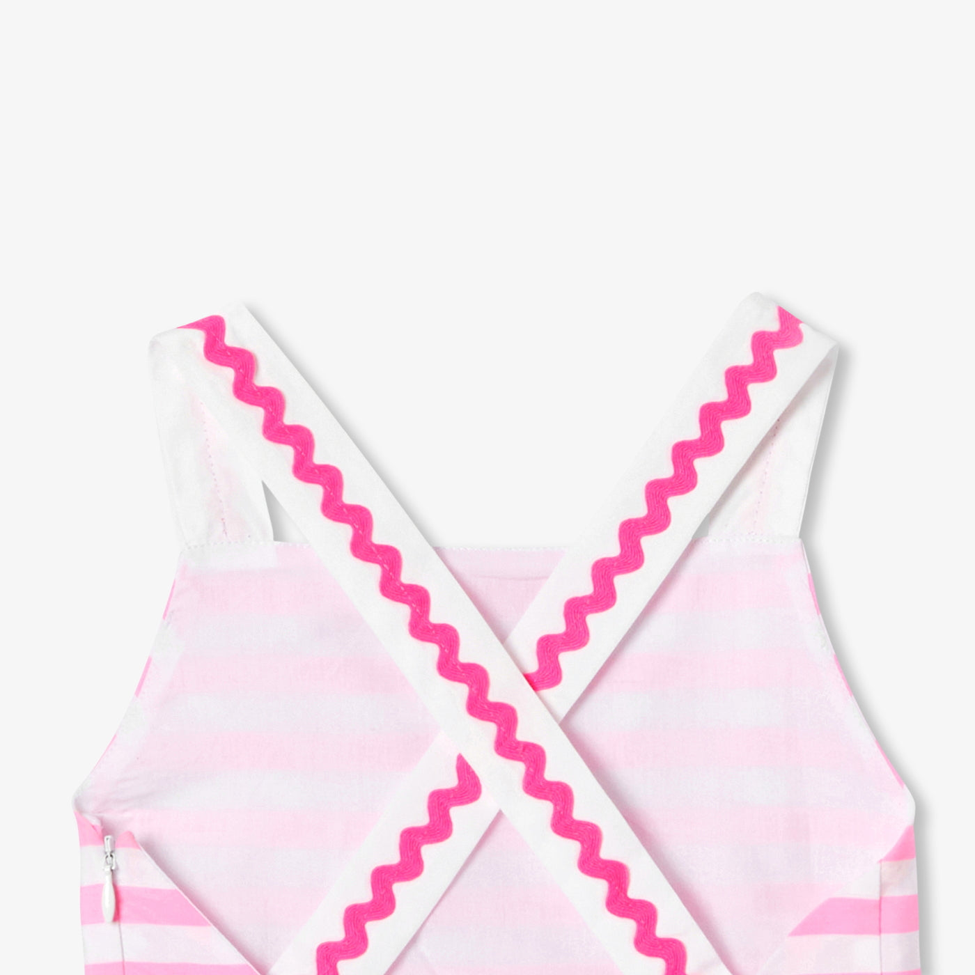 Girl striped poplin dress - rose/blanc