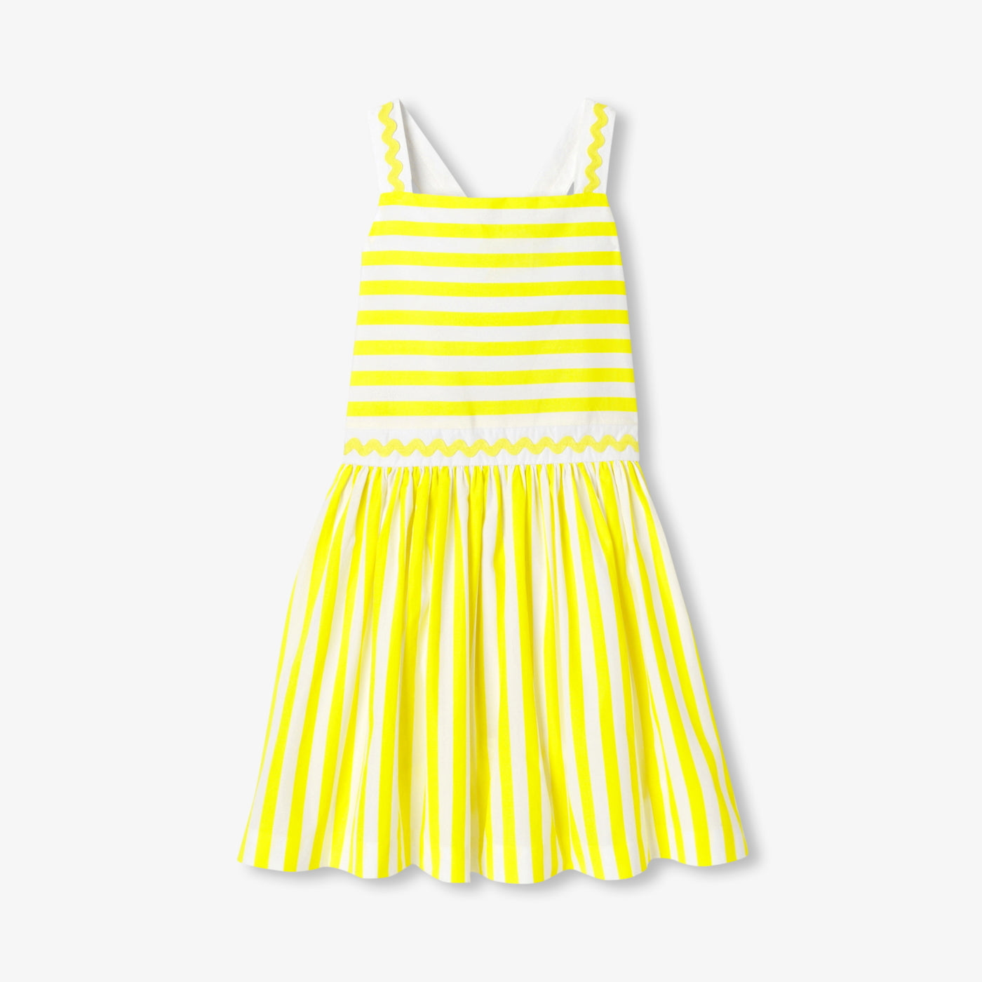 Girl striped poplin dress - jaune/blanc